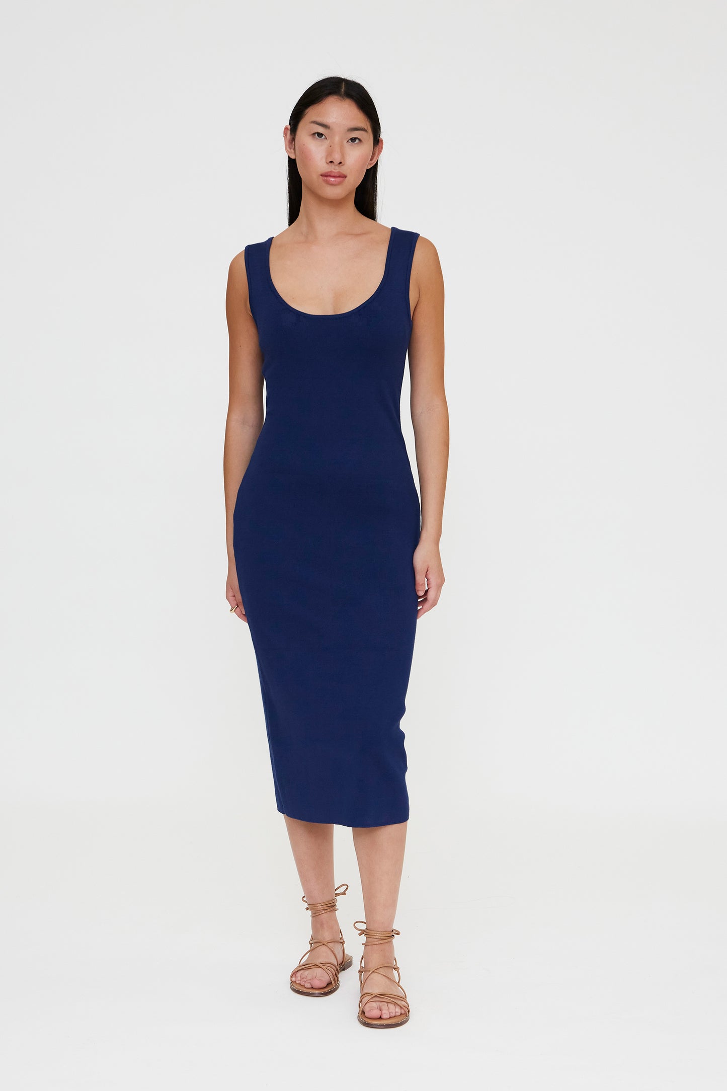 Vestido midi punto navy blue