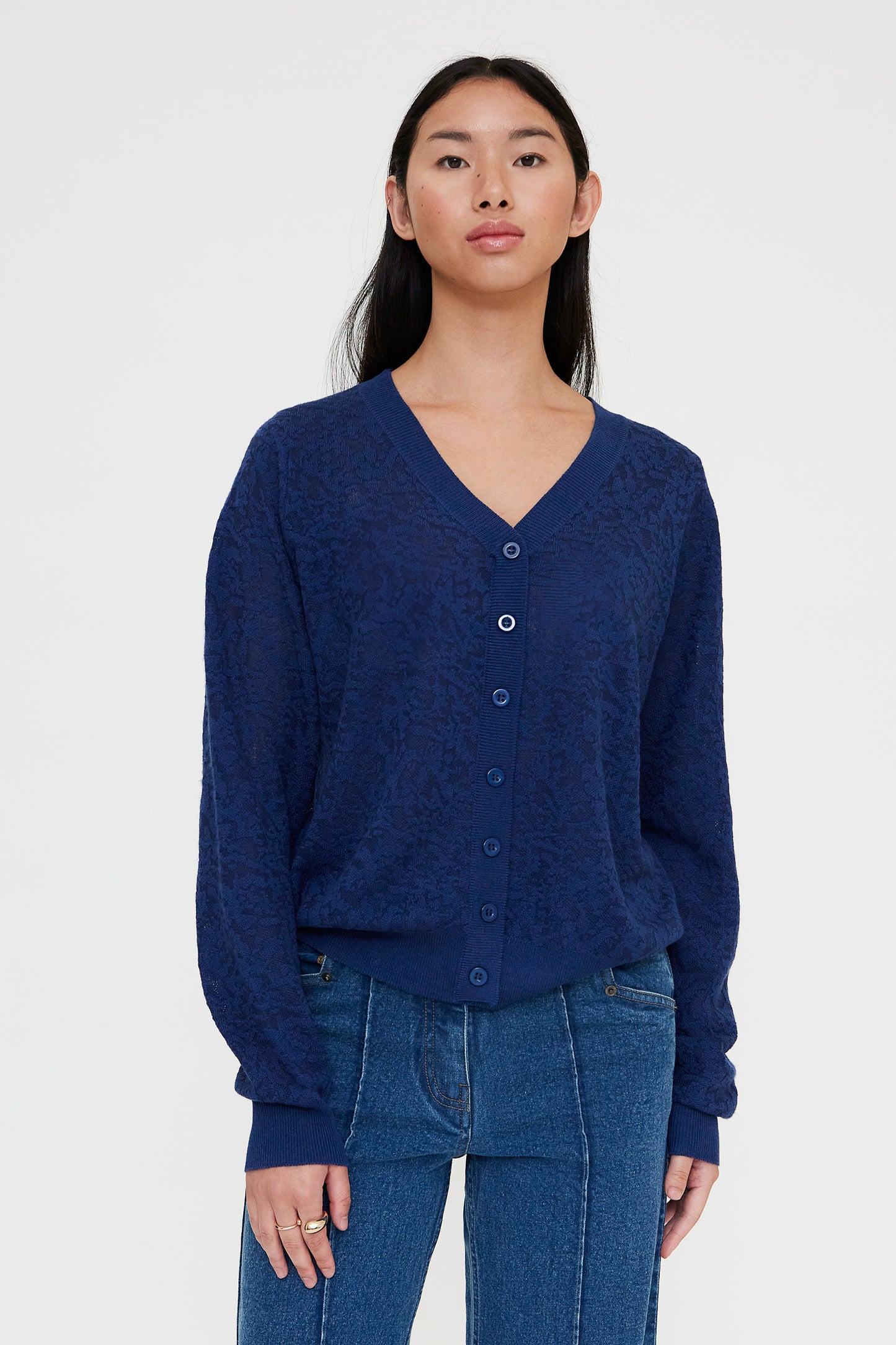 Navy blue lace cardigan