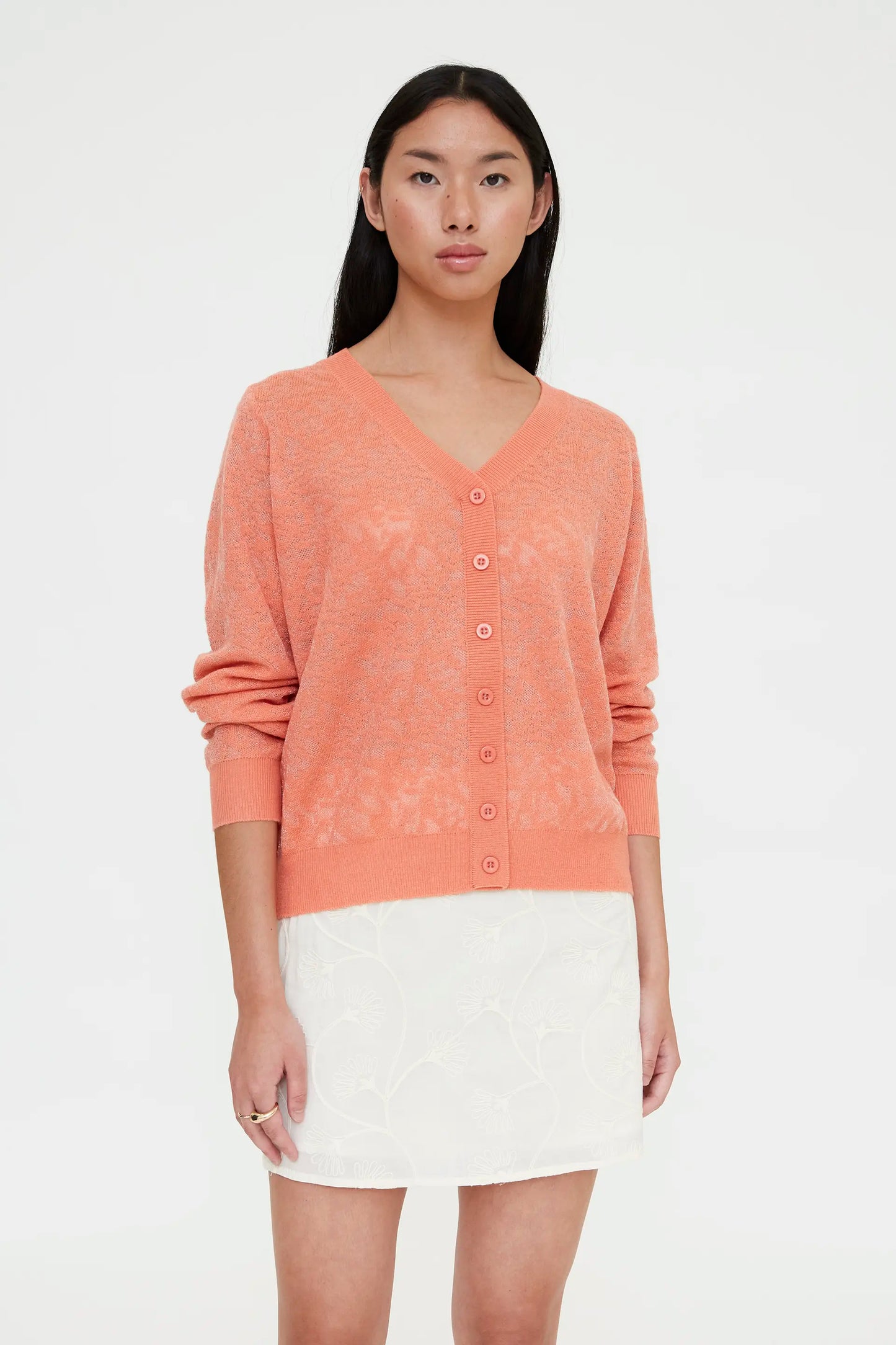Coral lace cardigan
