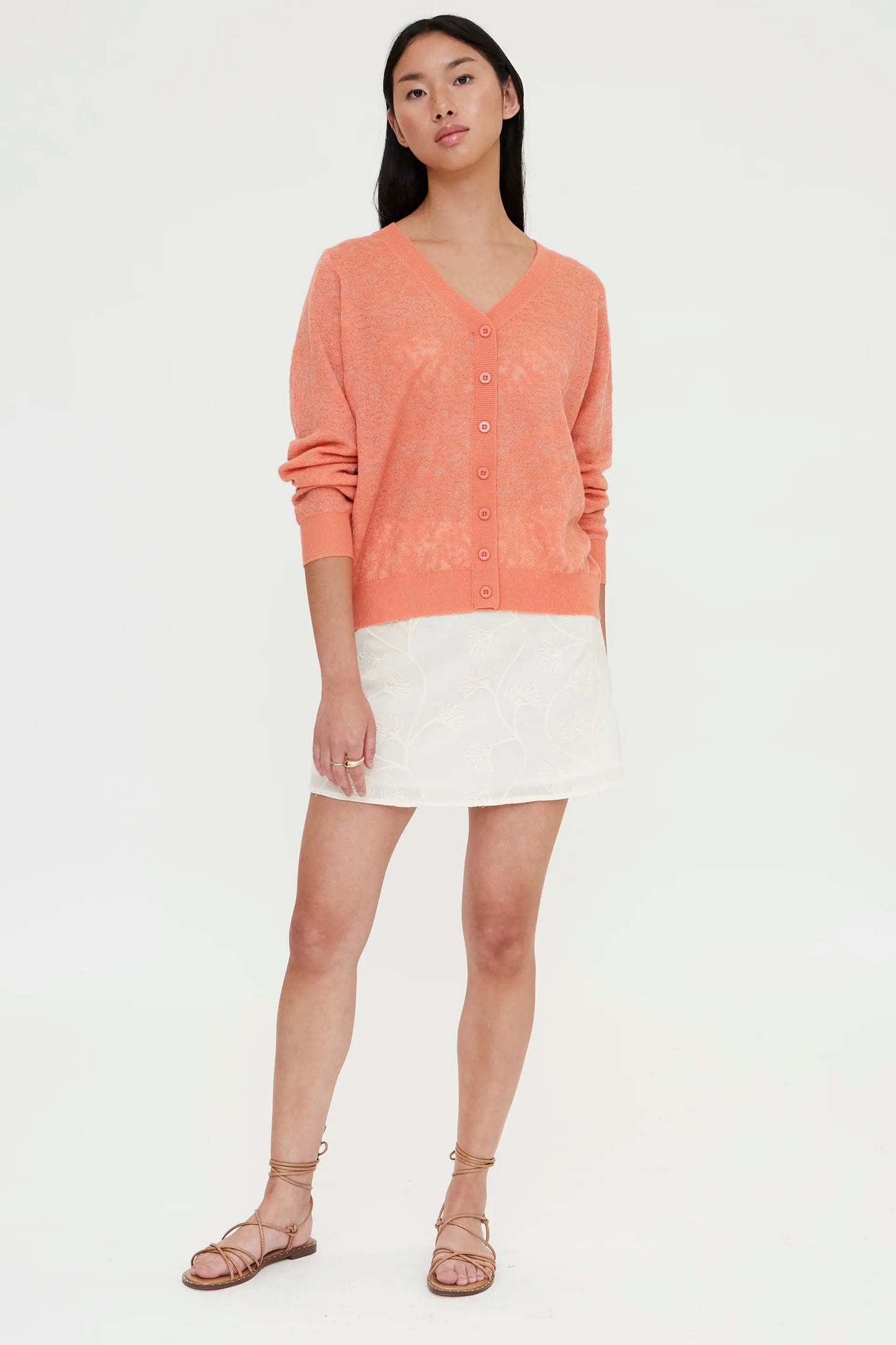 Coral lace cardigan