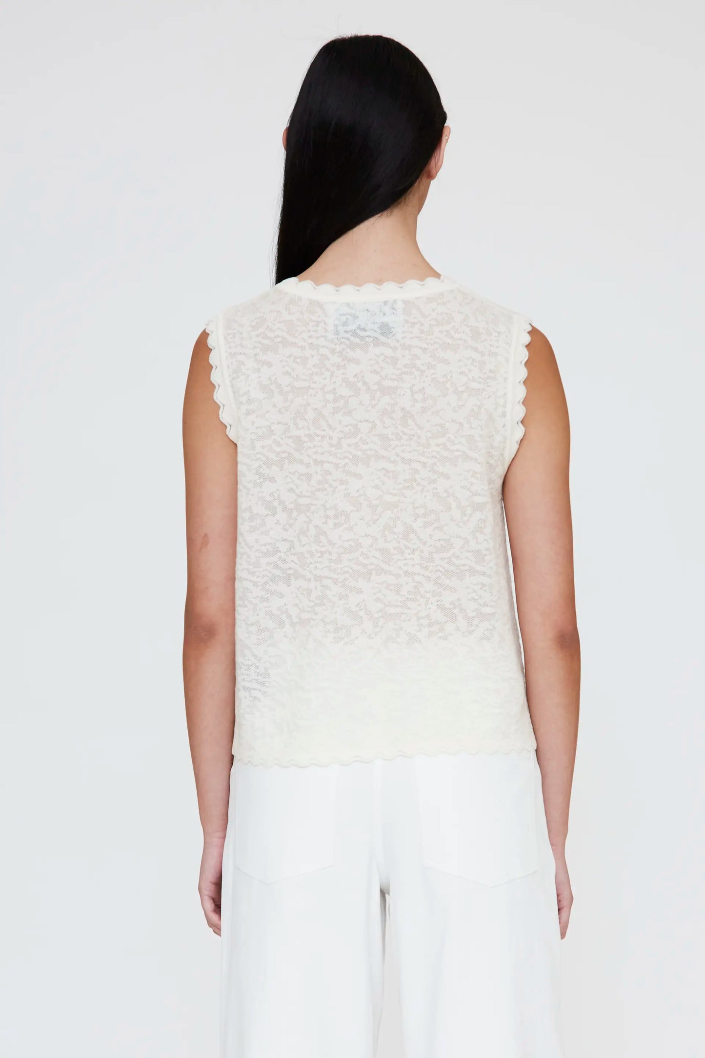 Top with white lace