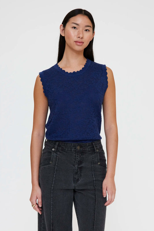 Navy blue lace top