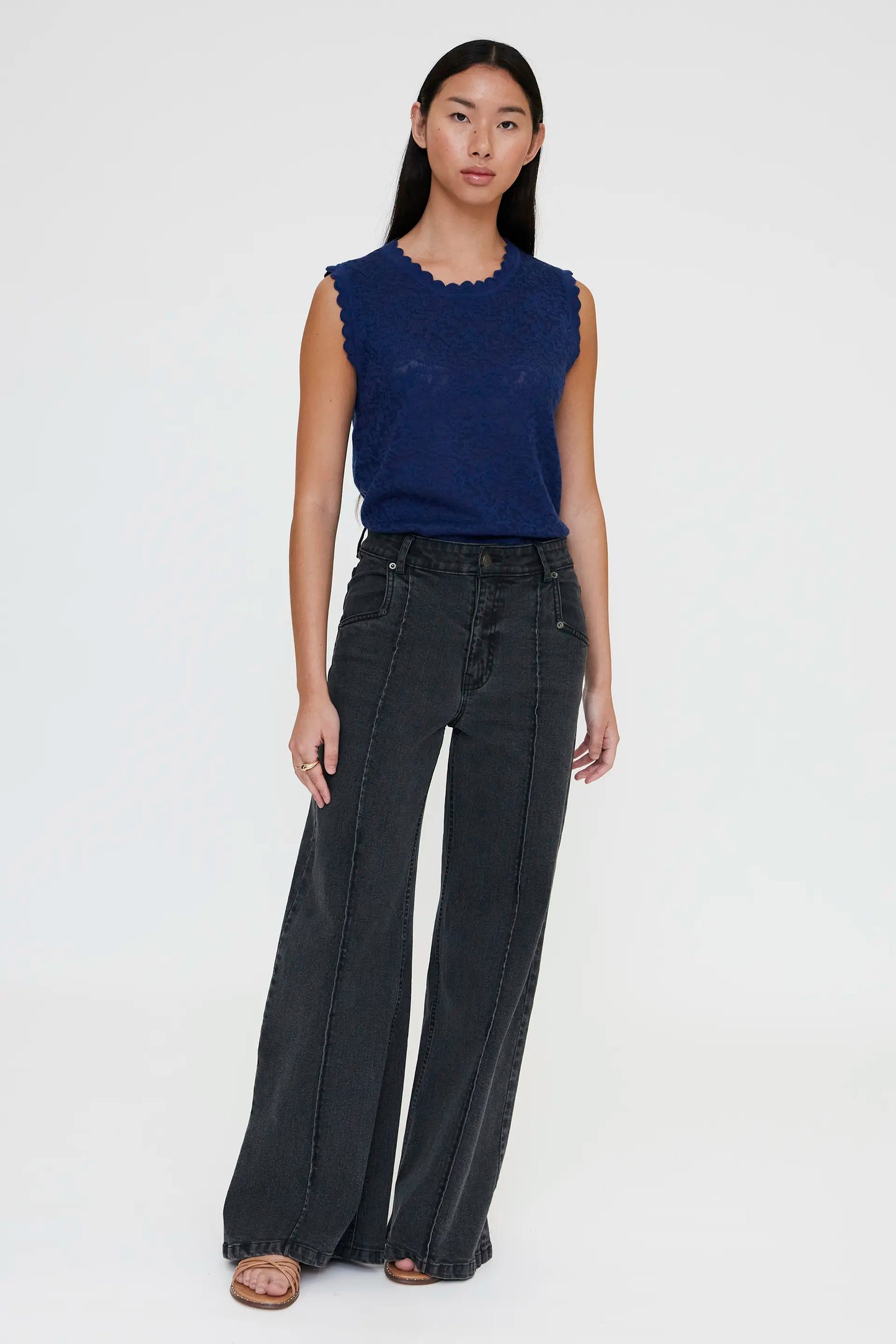 Top con encaje navy blue