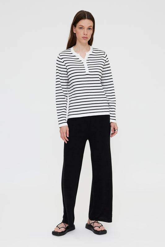 Black and white striped knit sweater