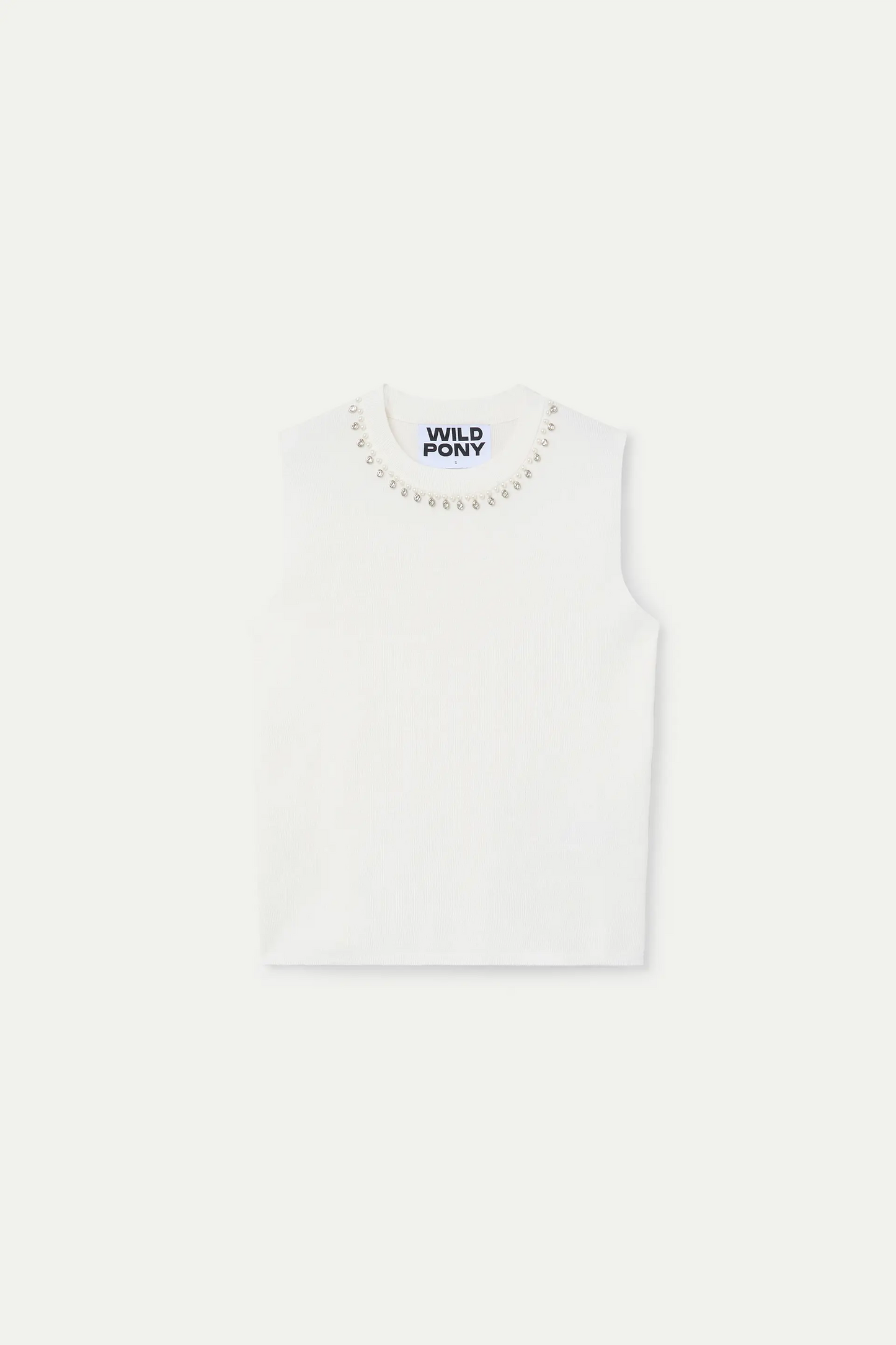 Top punto blanco con cuello joya