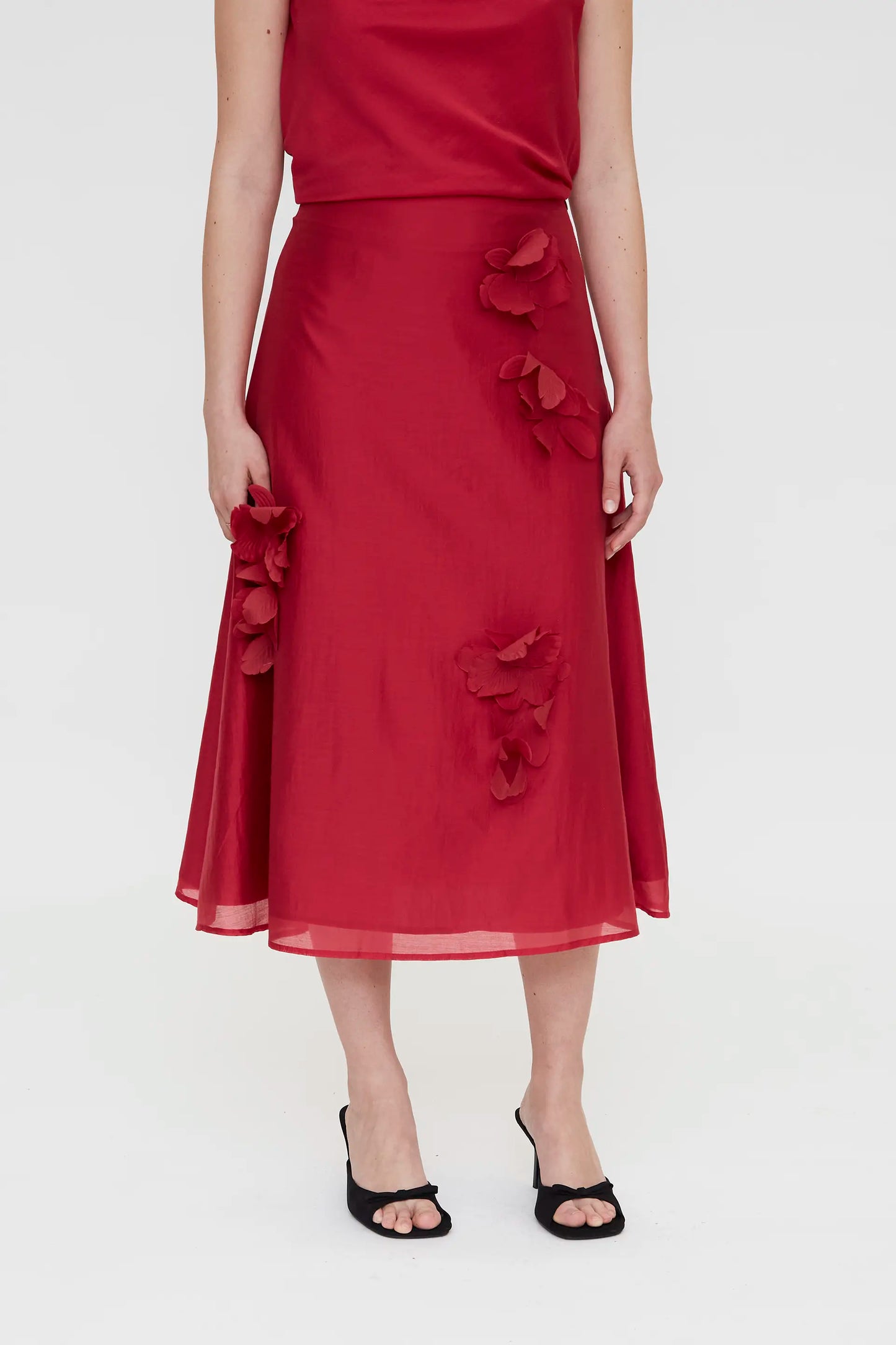 Fuchsia flowy midi skirt