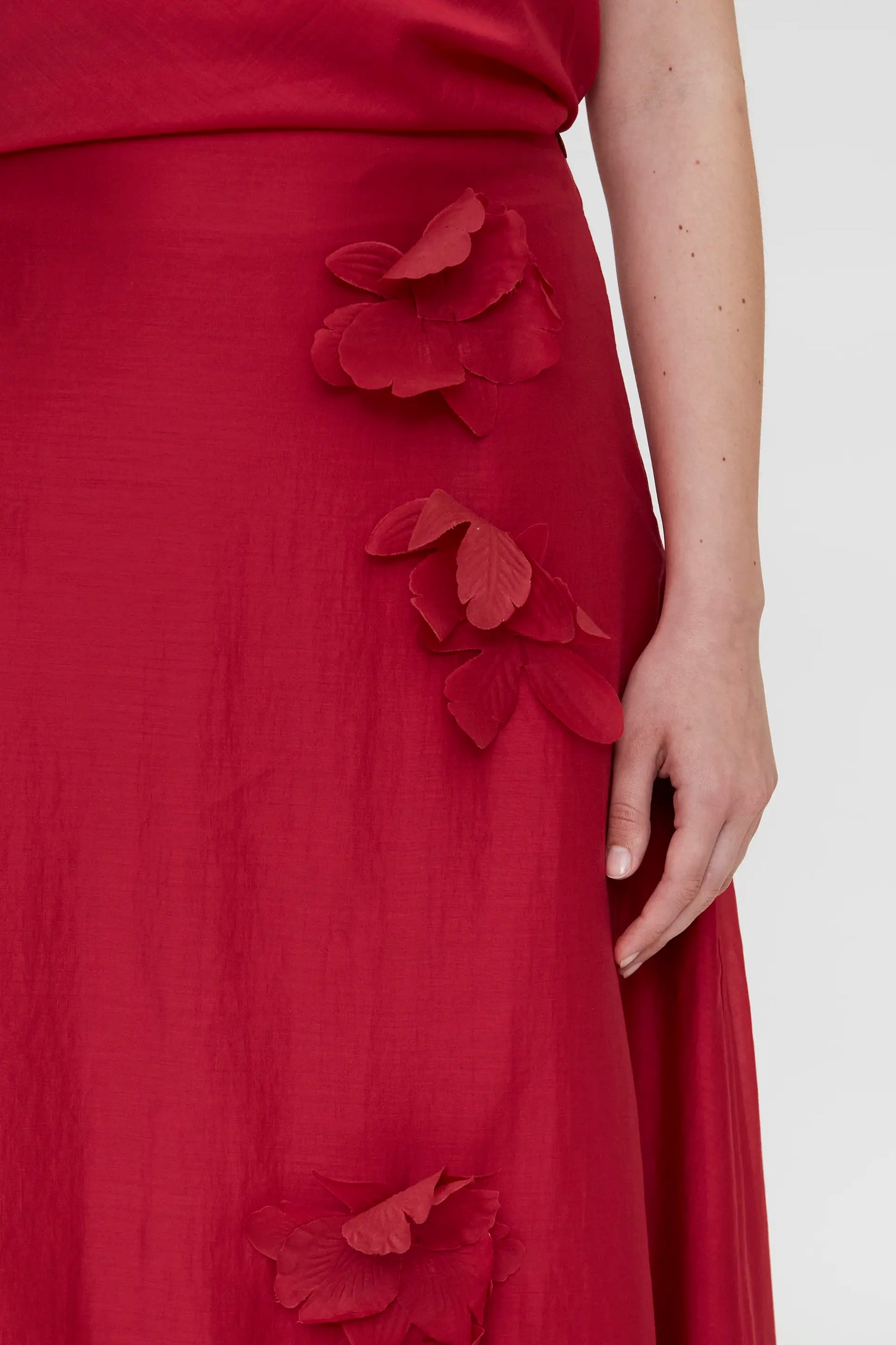 Fuchsia flowy midi skirt