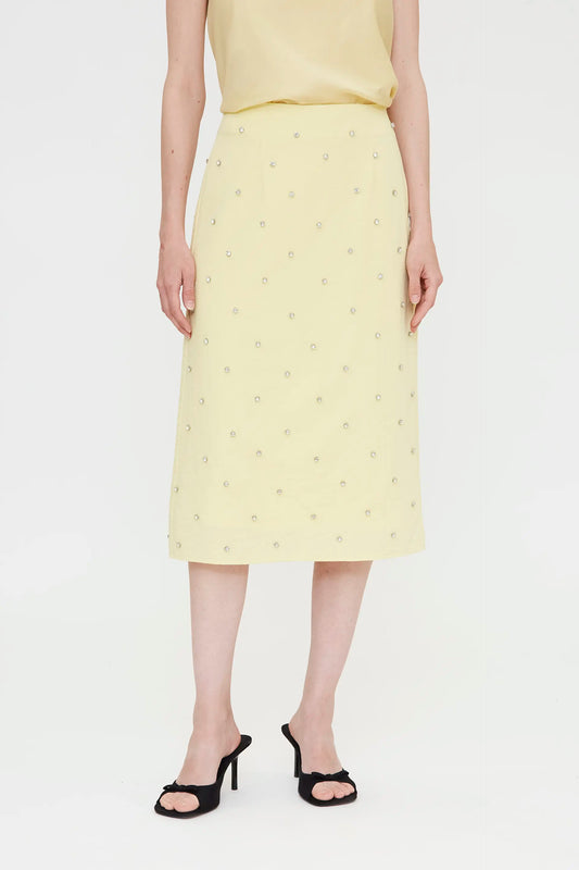 Falda midi amarillo ligero