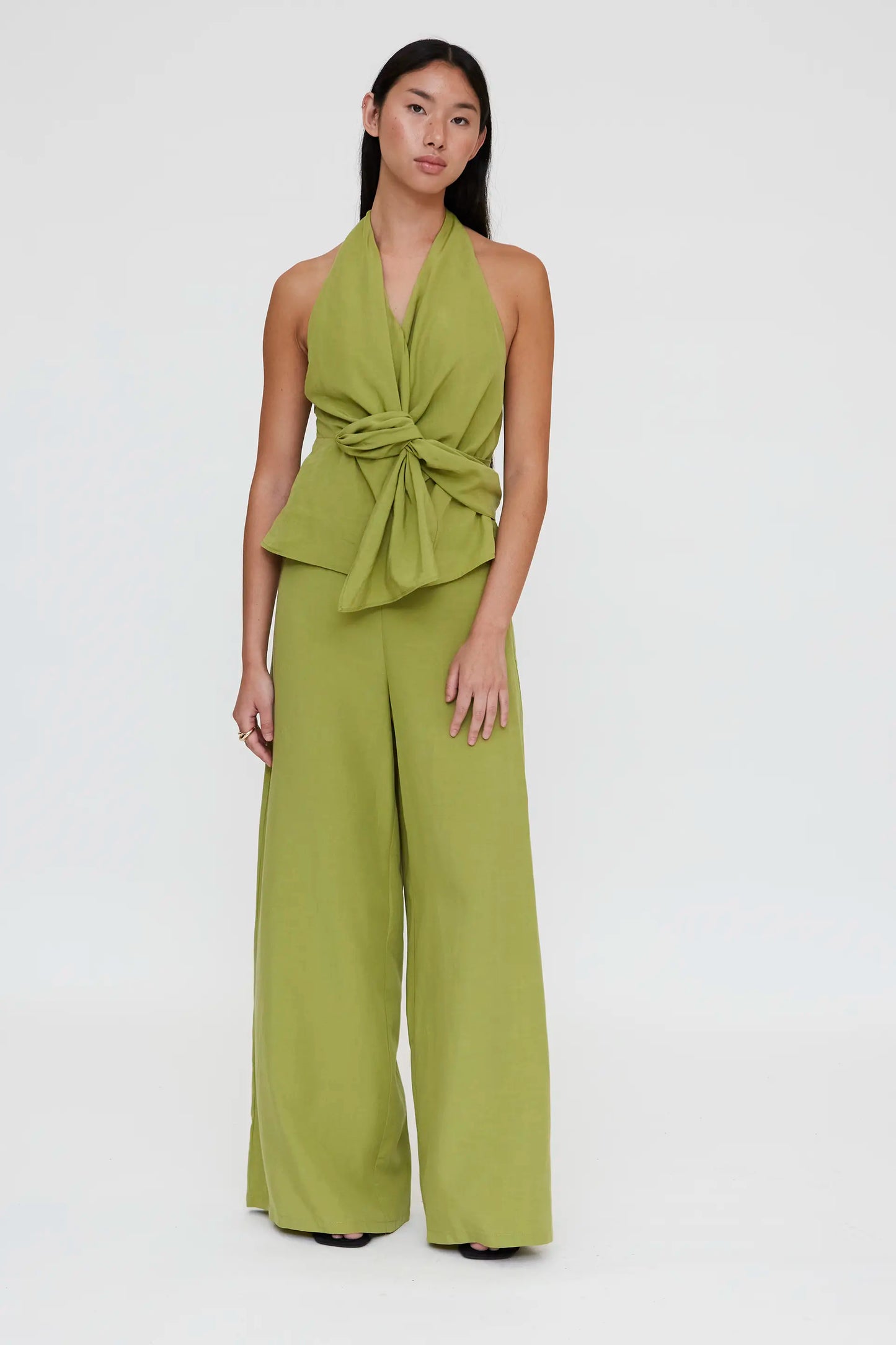 Pantalón wide leg verde
