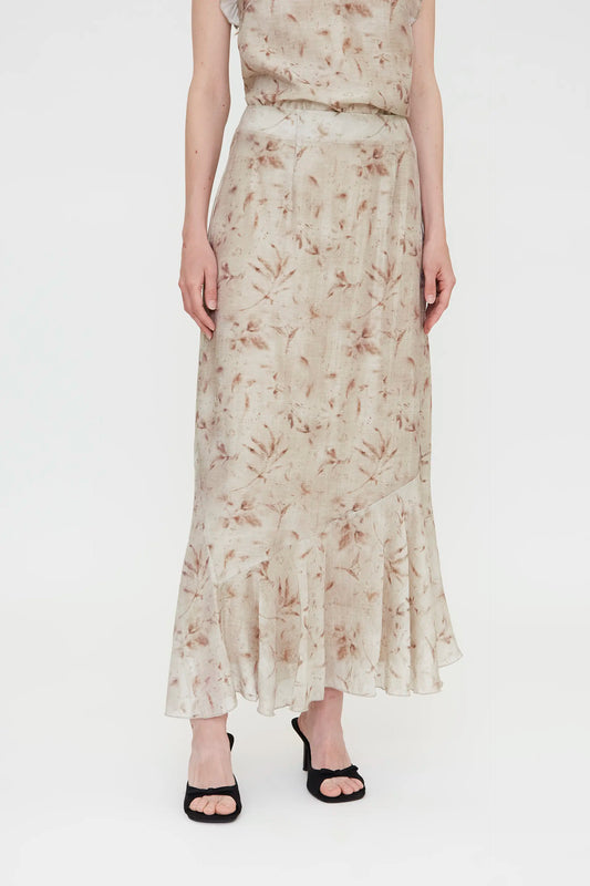 Falda larga con estampado Tie Dye