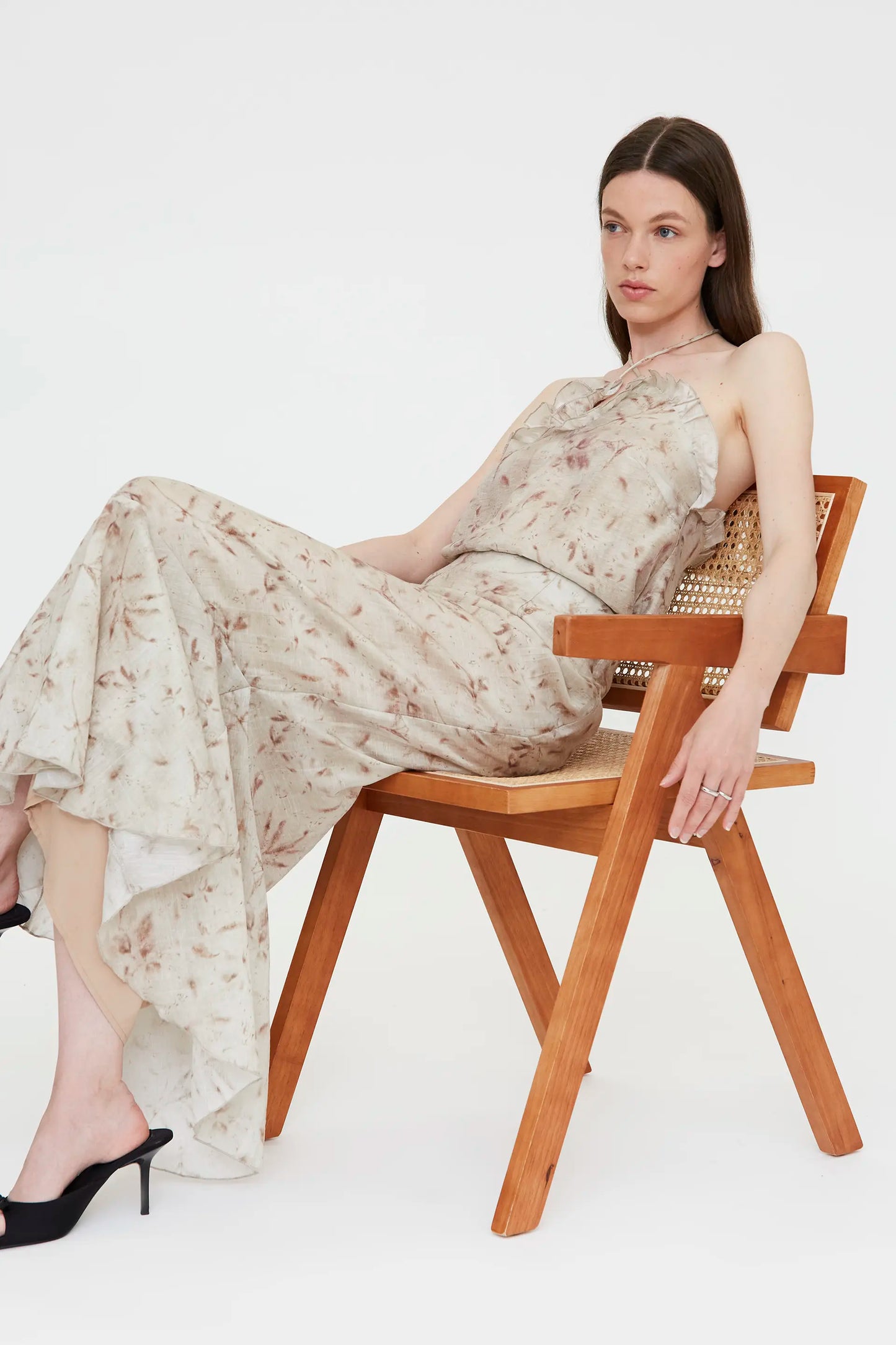 Falda larga con estampado Tie Dye