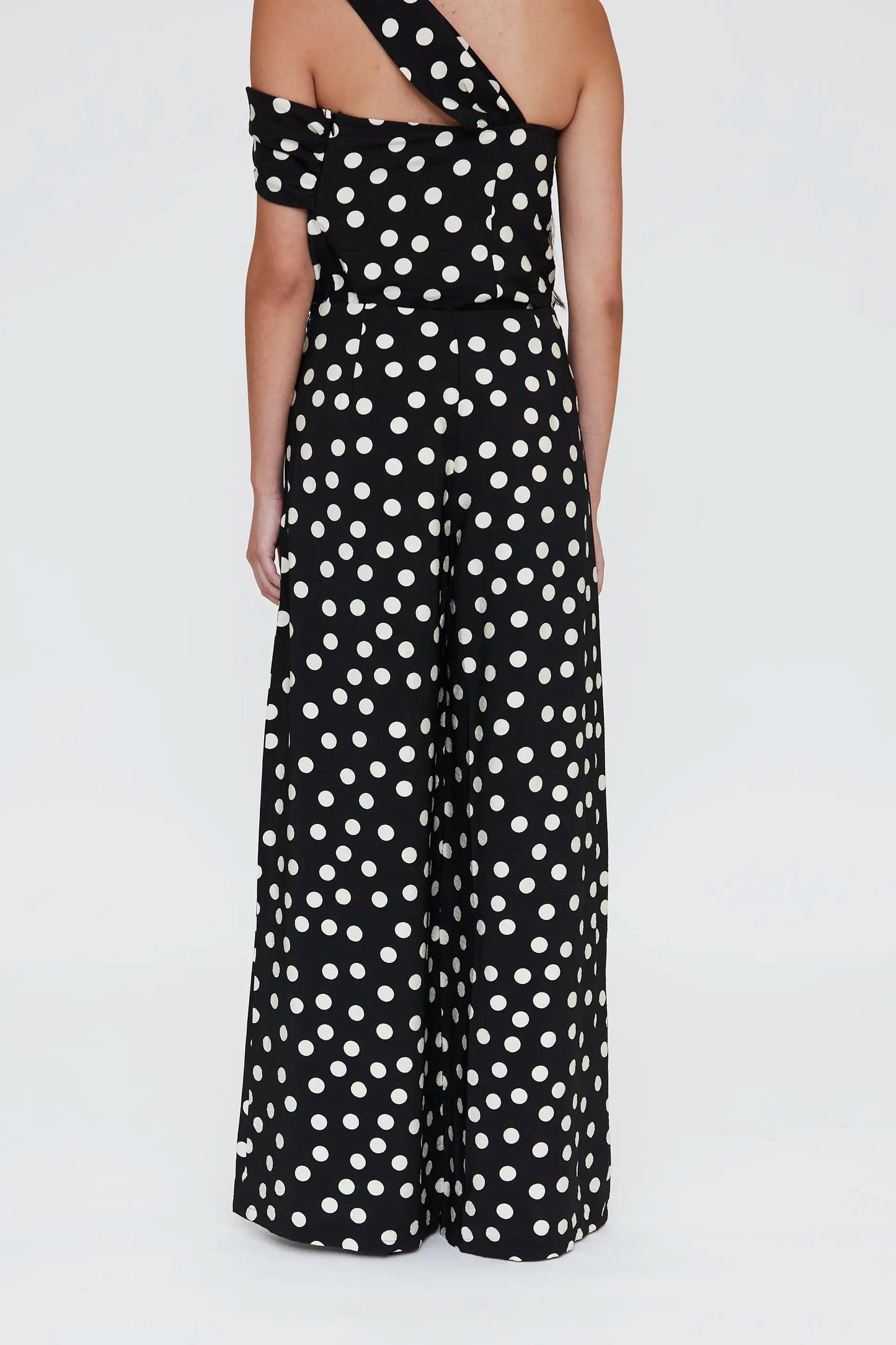 Pantalón con estampado de puntos negro y blanco