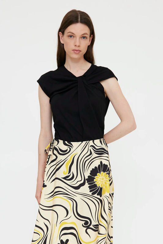 Black knotted t-shirt, 100% cotton