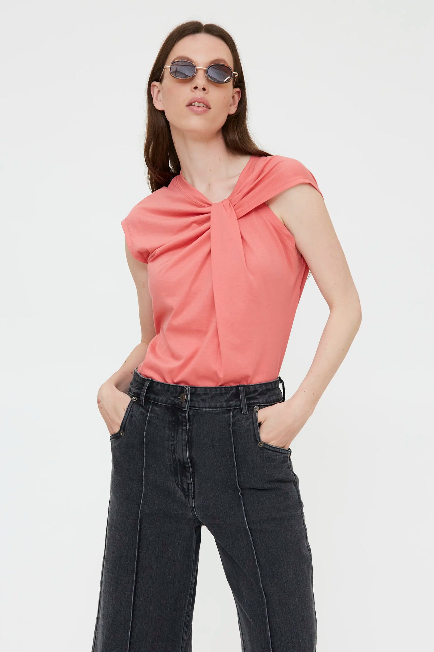 Coral knotted t-shirt 100% cotton