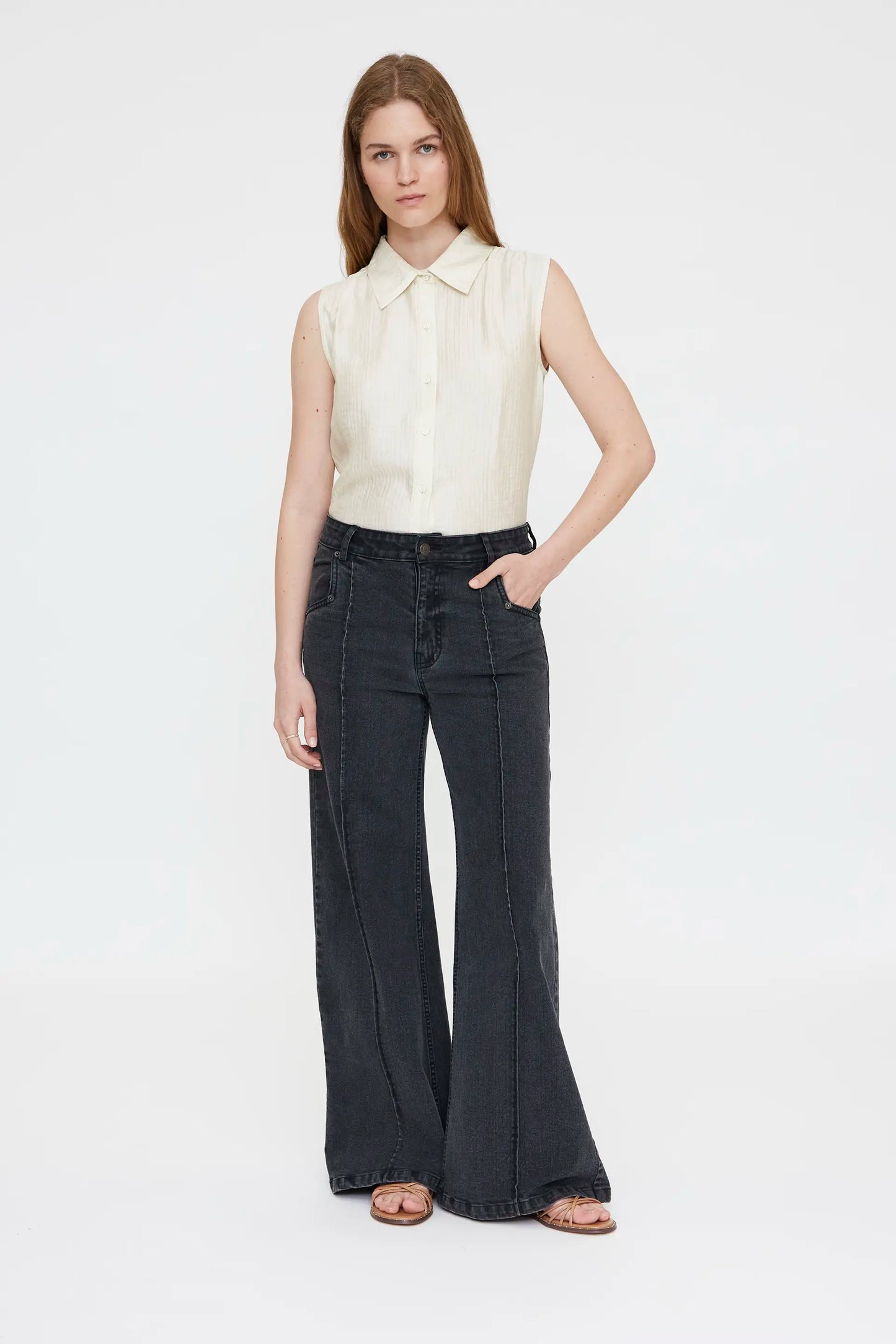 Camisa texturizada blanco roto