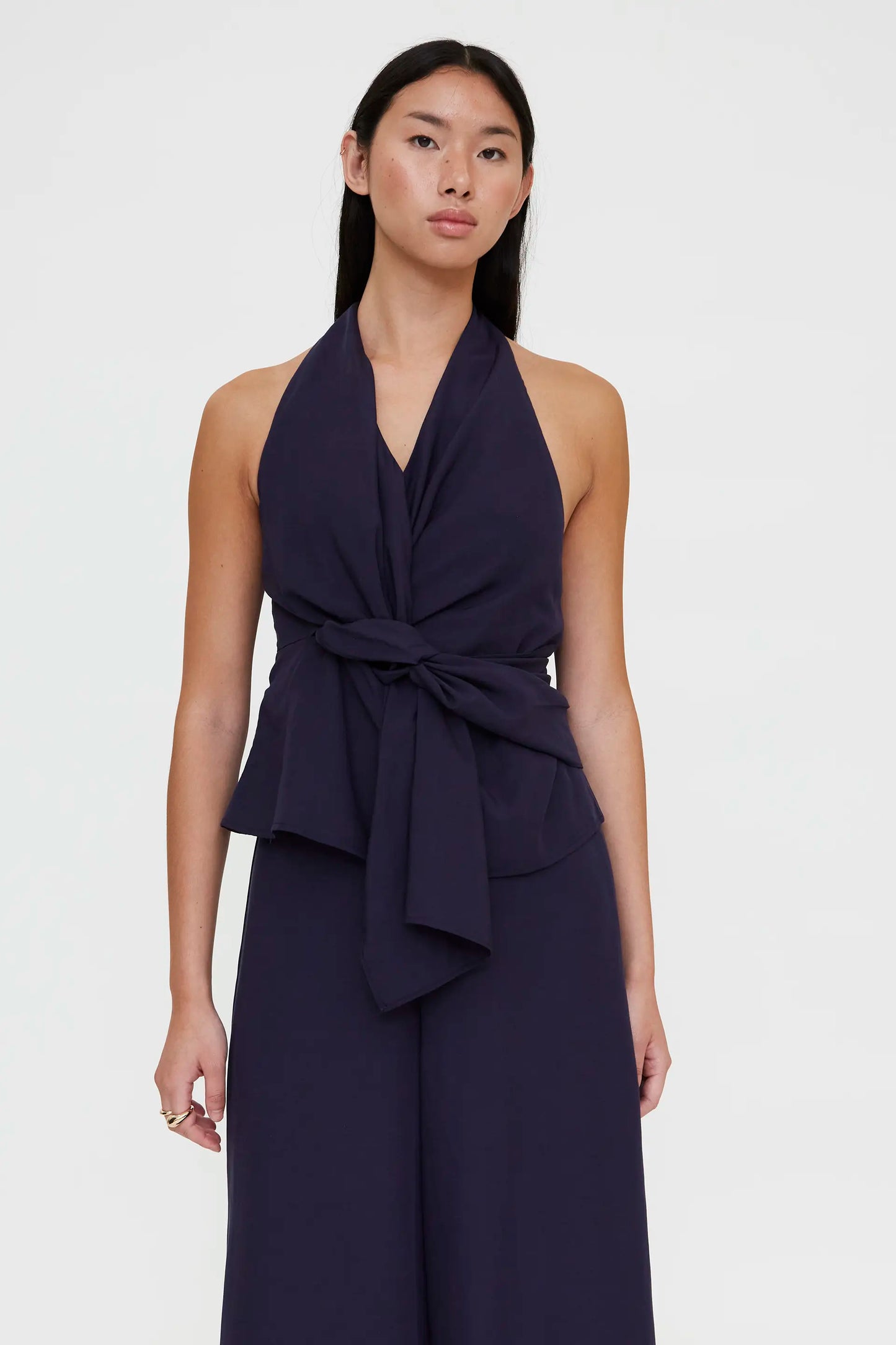 Top halter cruzado navy blue