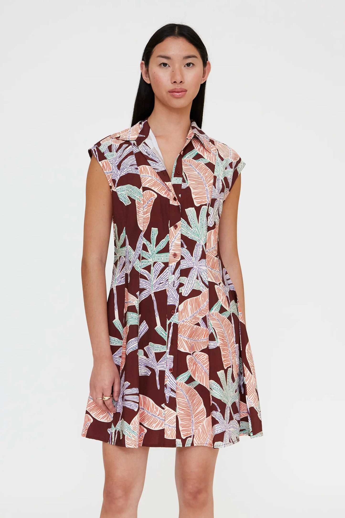 Short dress with mangrove print