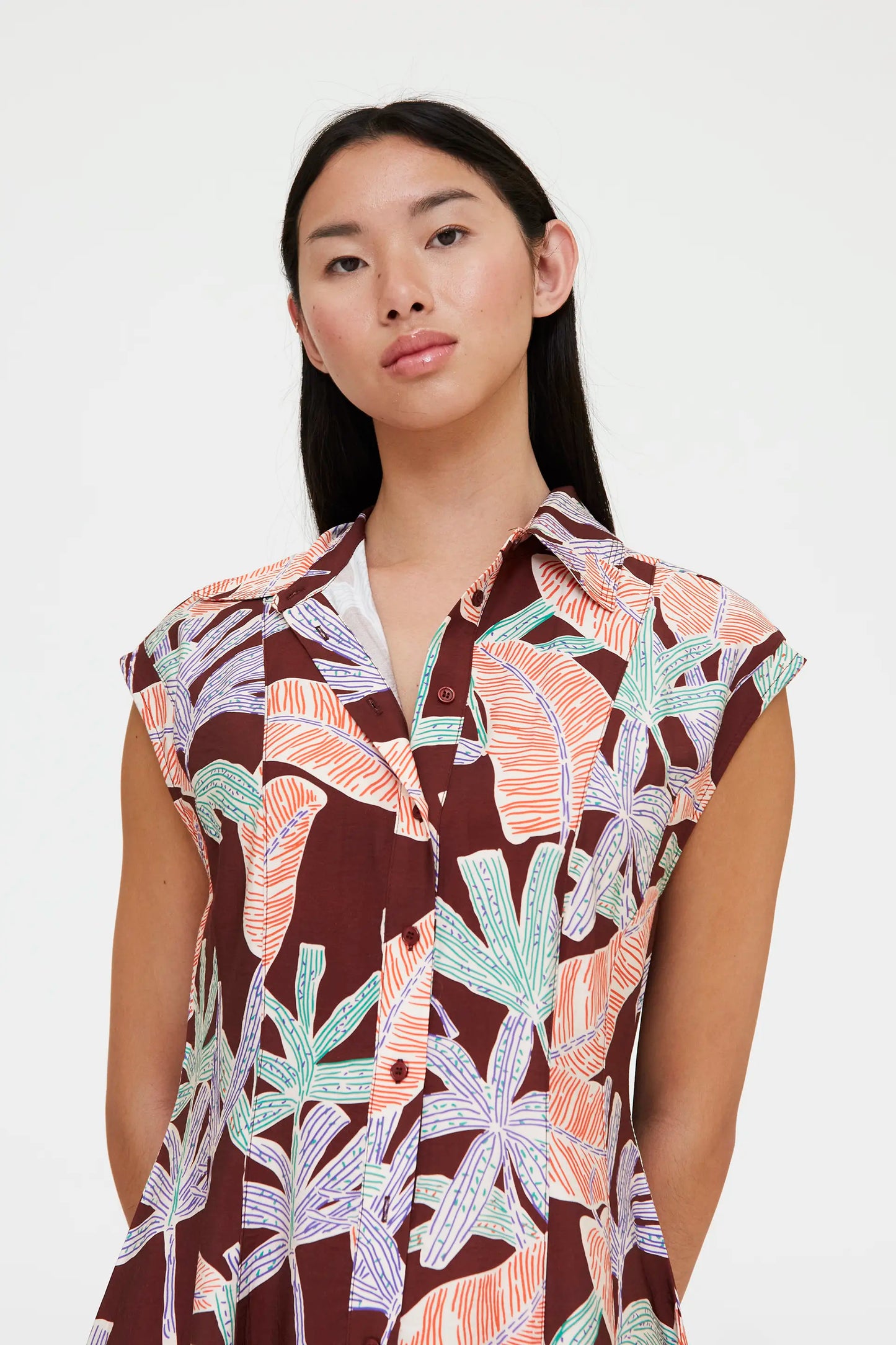 Short dress with mangrove print