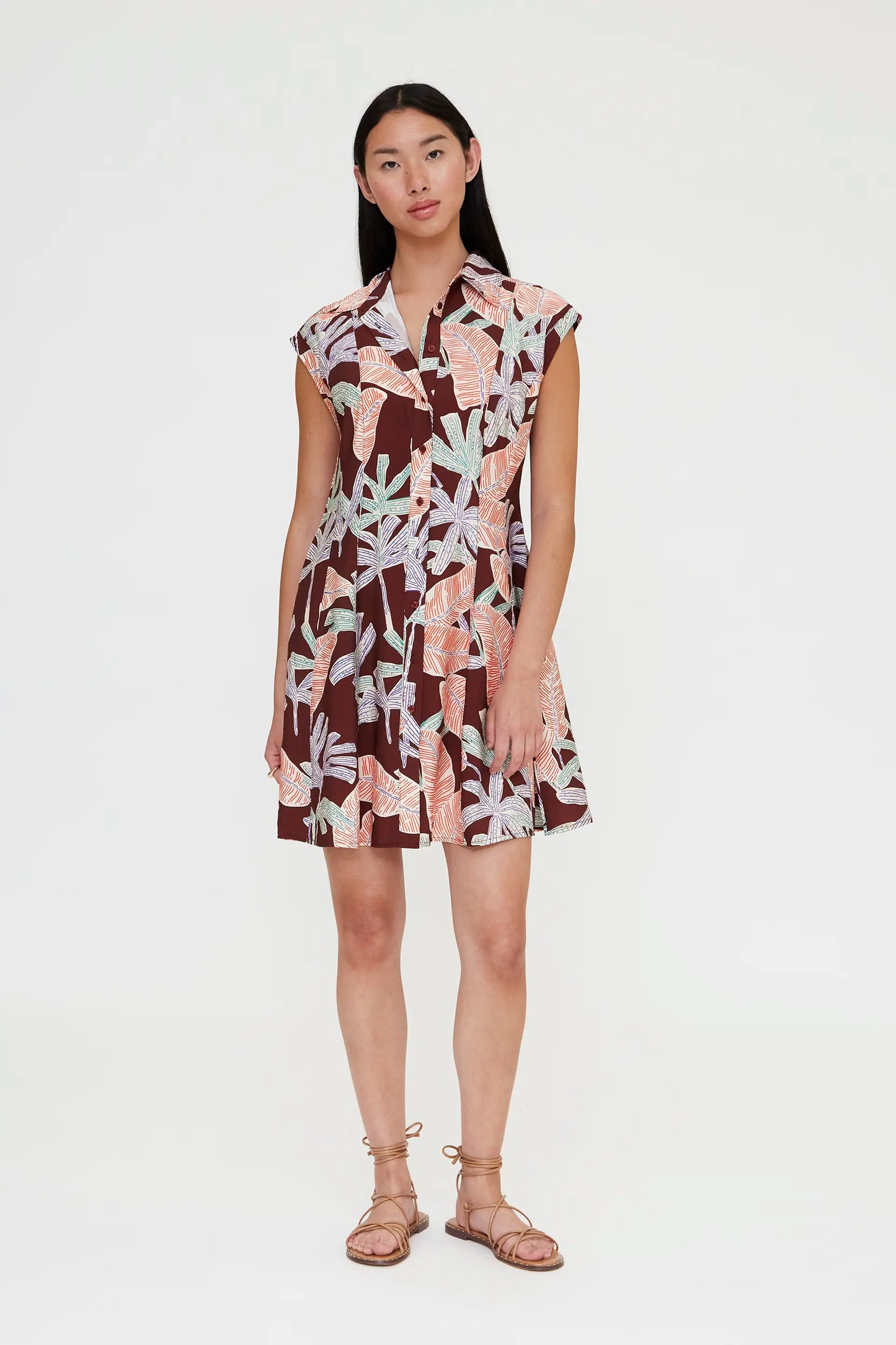 Short dress with mangrove print