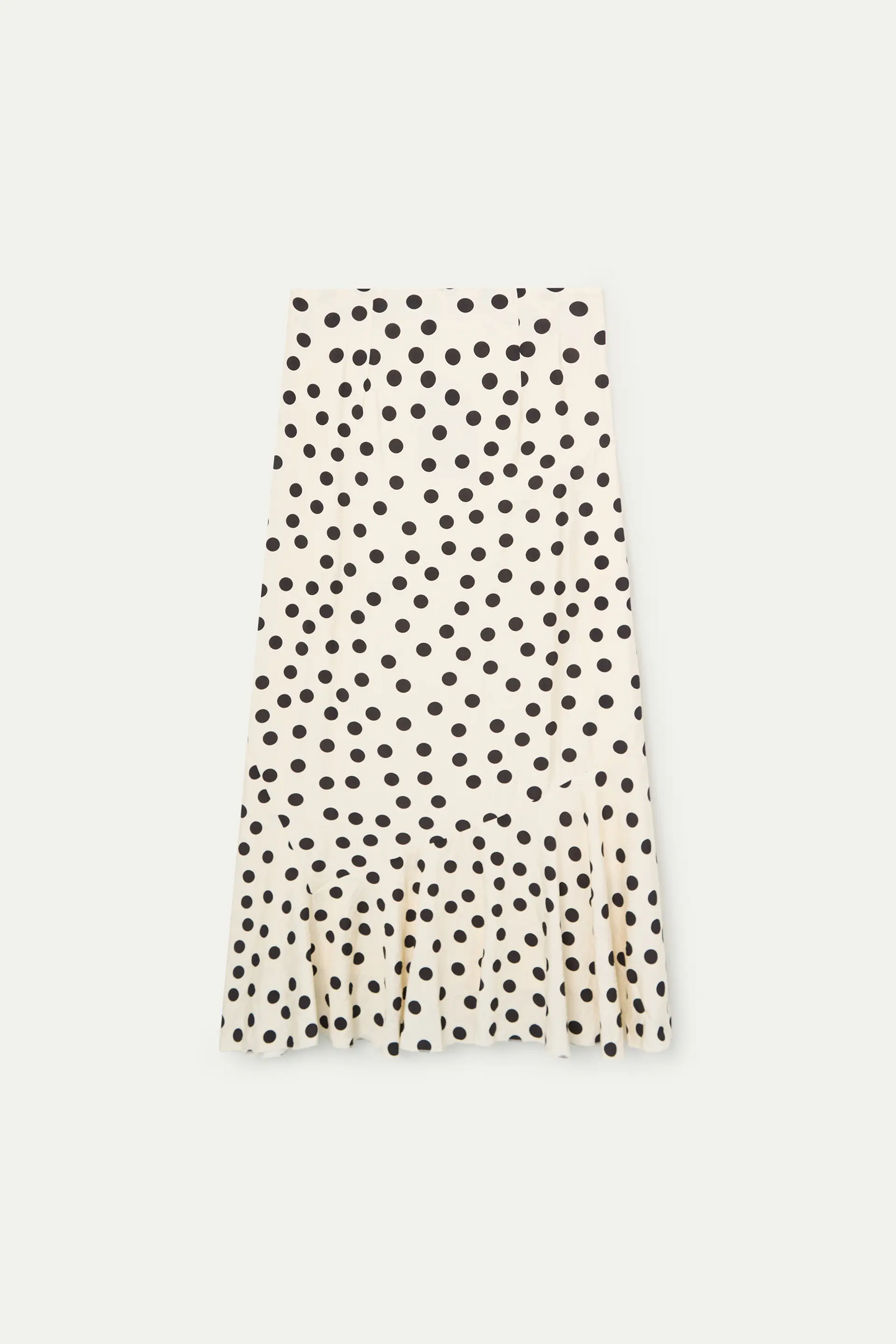 Long skirt with black and white polka dot print