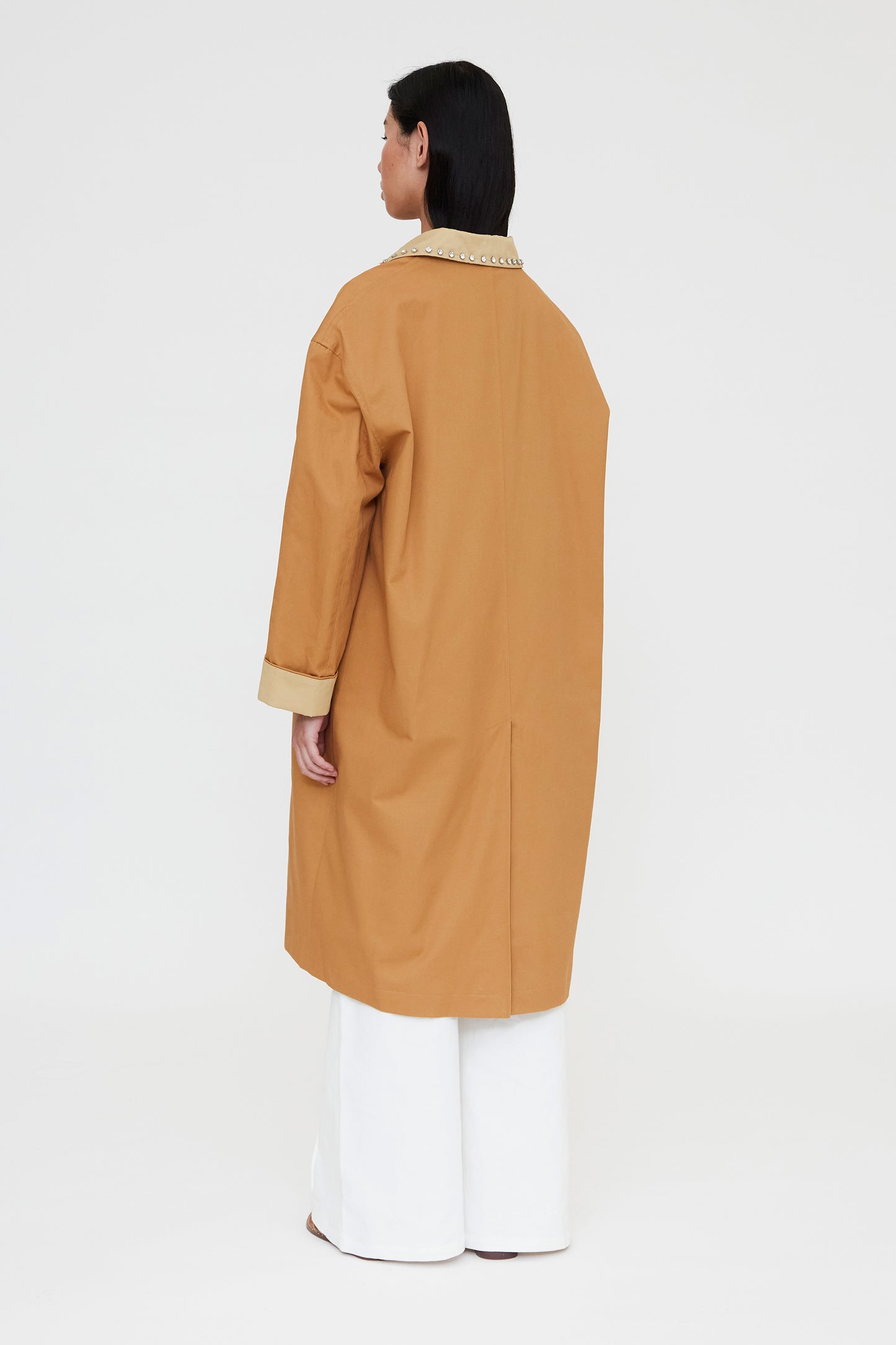 Camel jewel collar coat