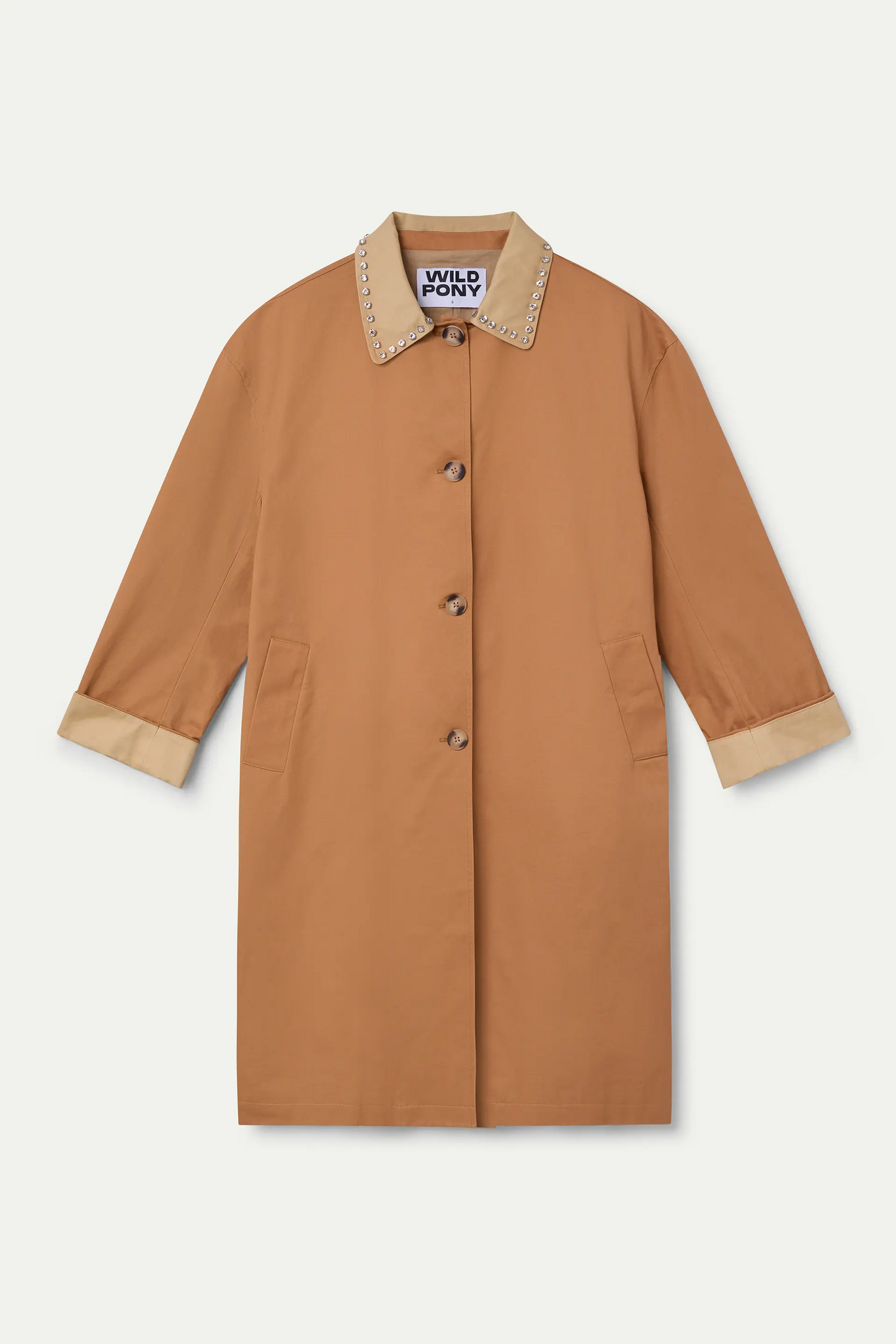 Camel jewel collar coat