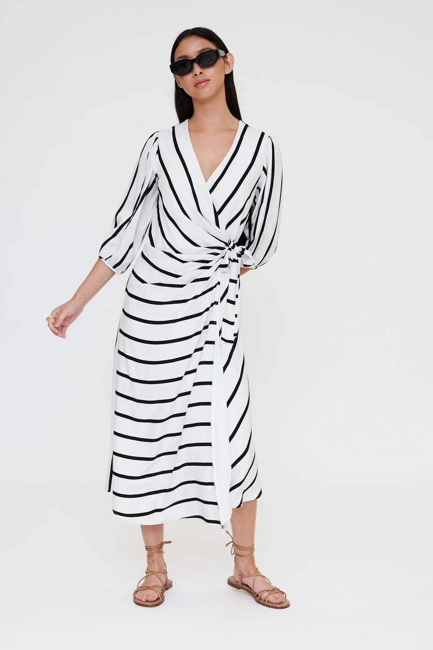 Vestido midi con estampado Grimaud White