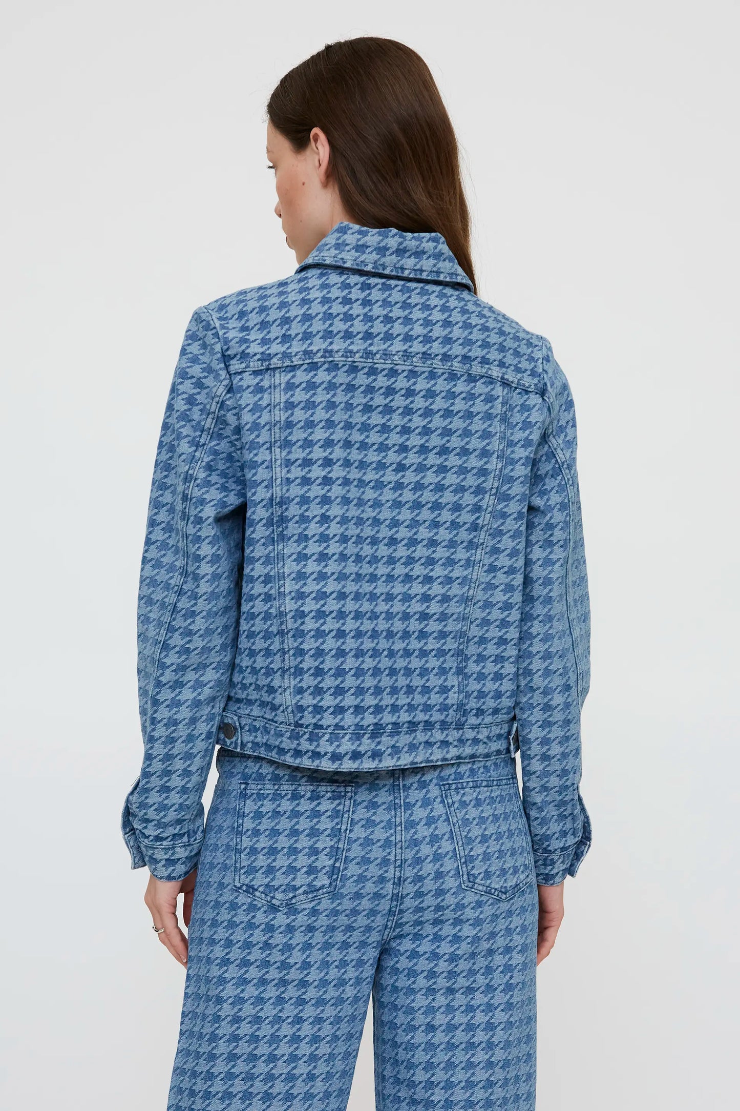 Chaqueta con estampado pata de gallo azul