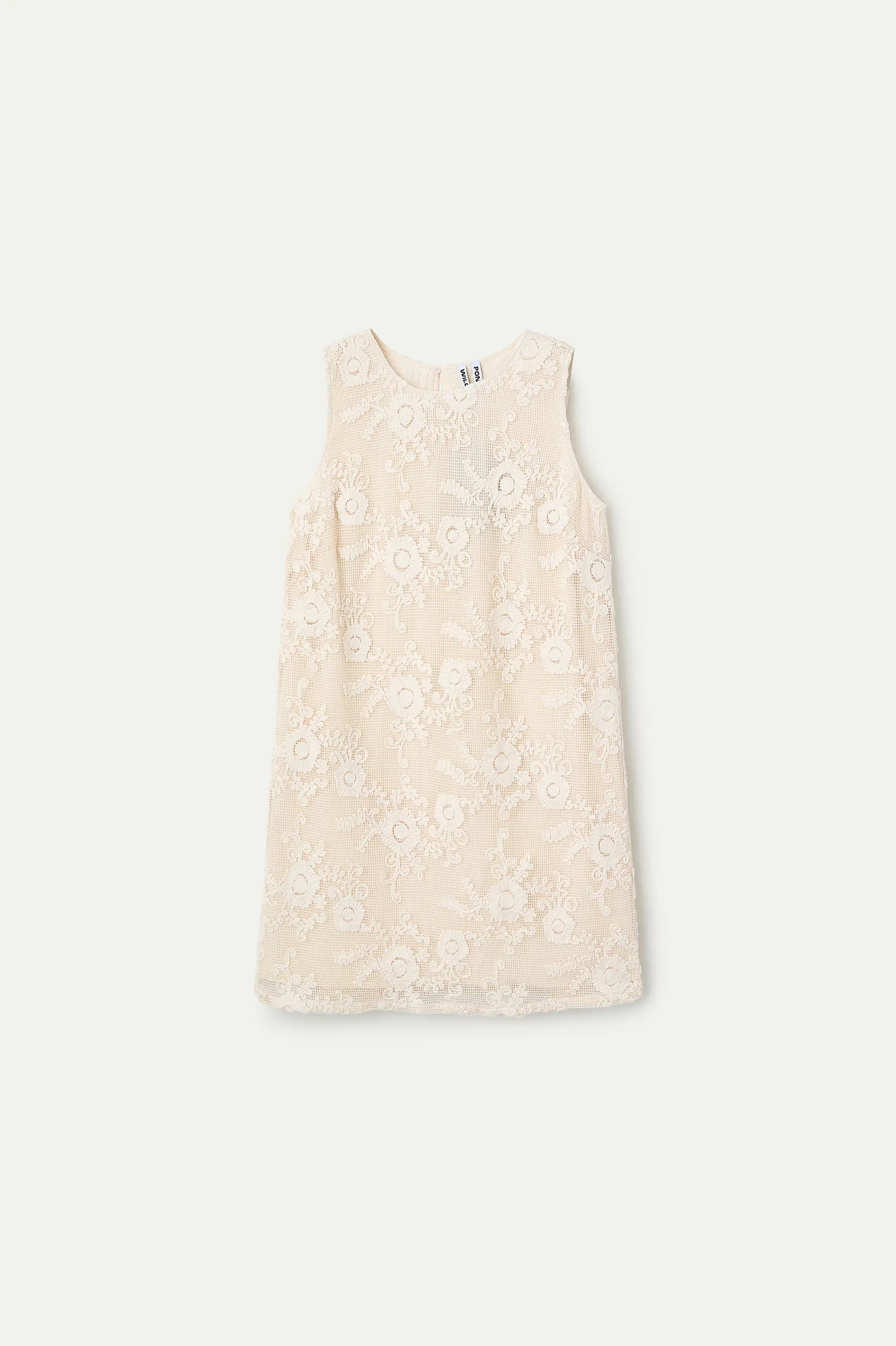 Vestido corto 100% algodón crochet blanco roto