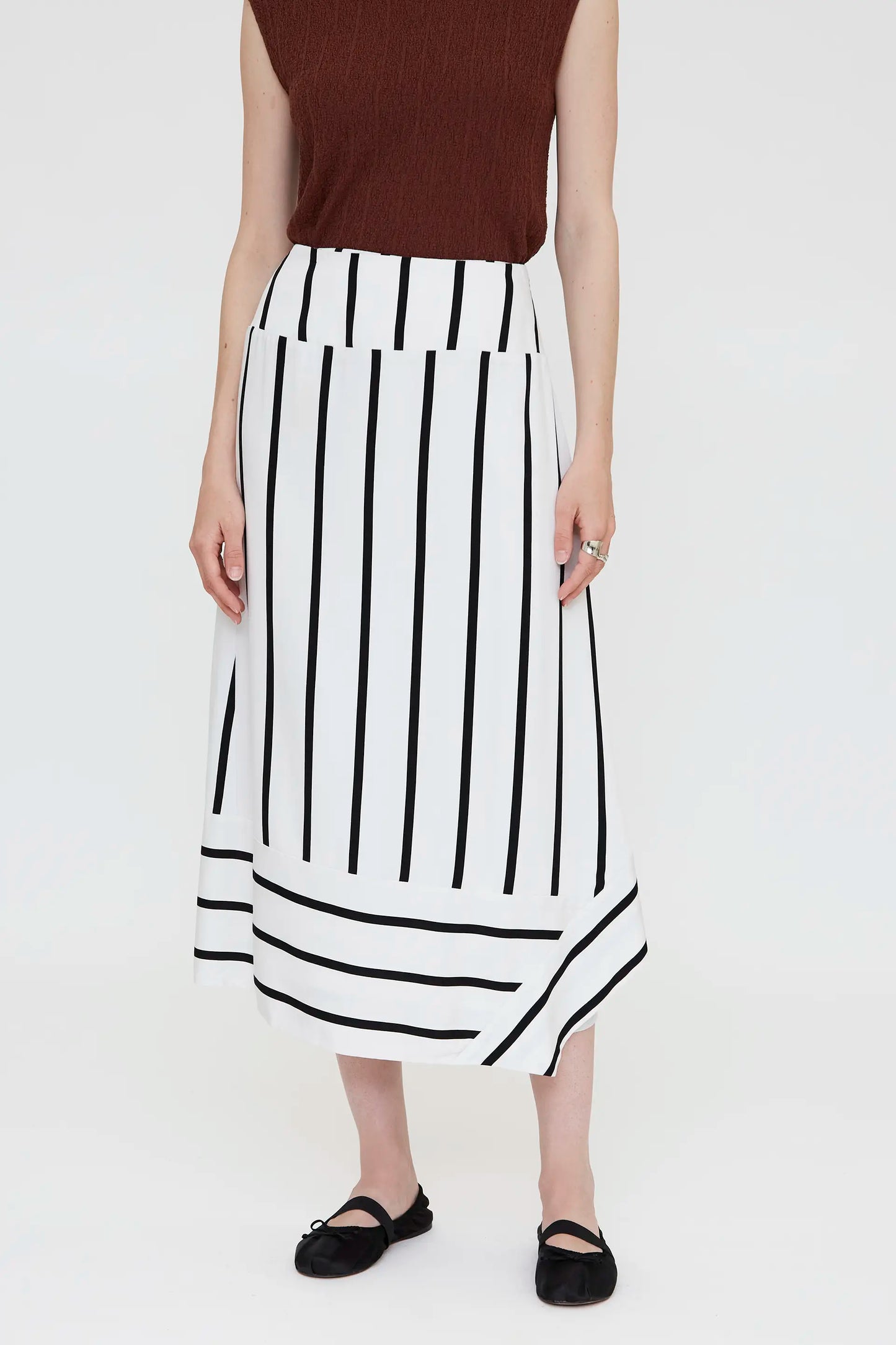 Falda midi con estampado Grimaud White