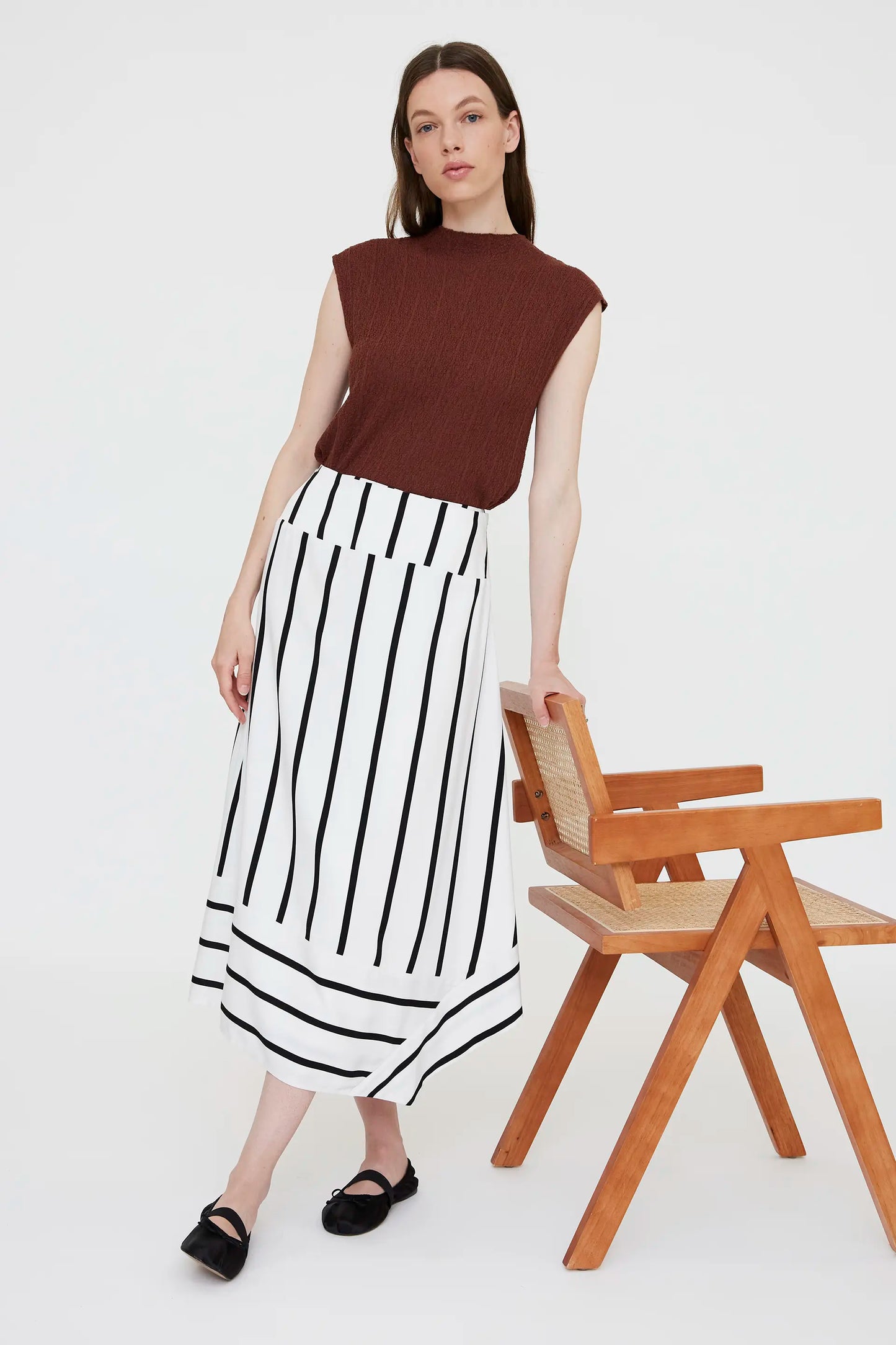 Falda midi con estampado Grimaud White