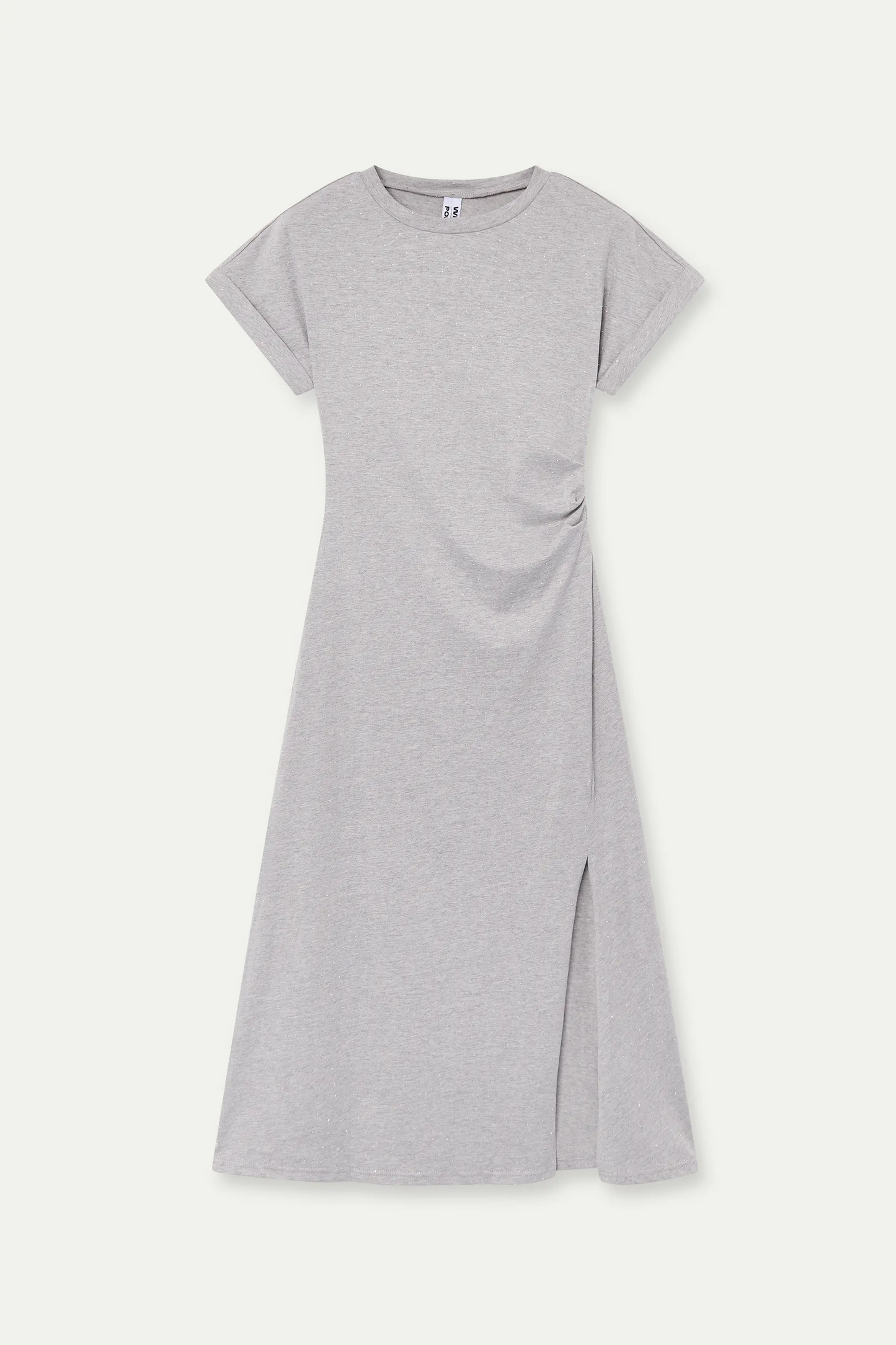 Midi dress with appliqués, 100% cotton, grey