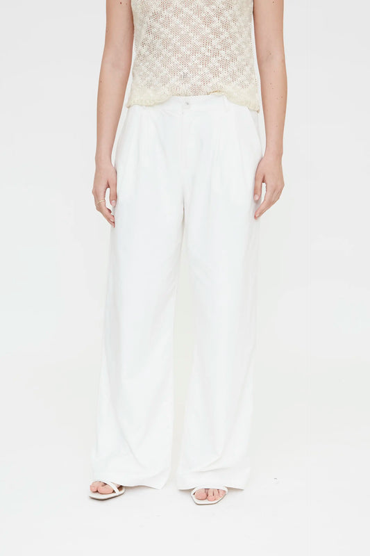 White wide leg trousers