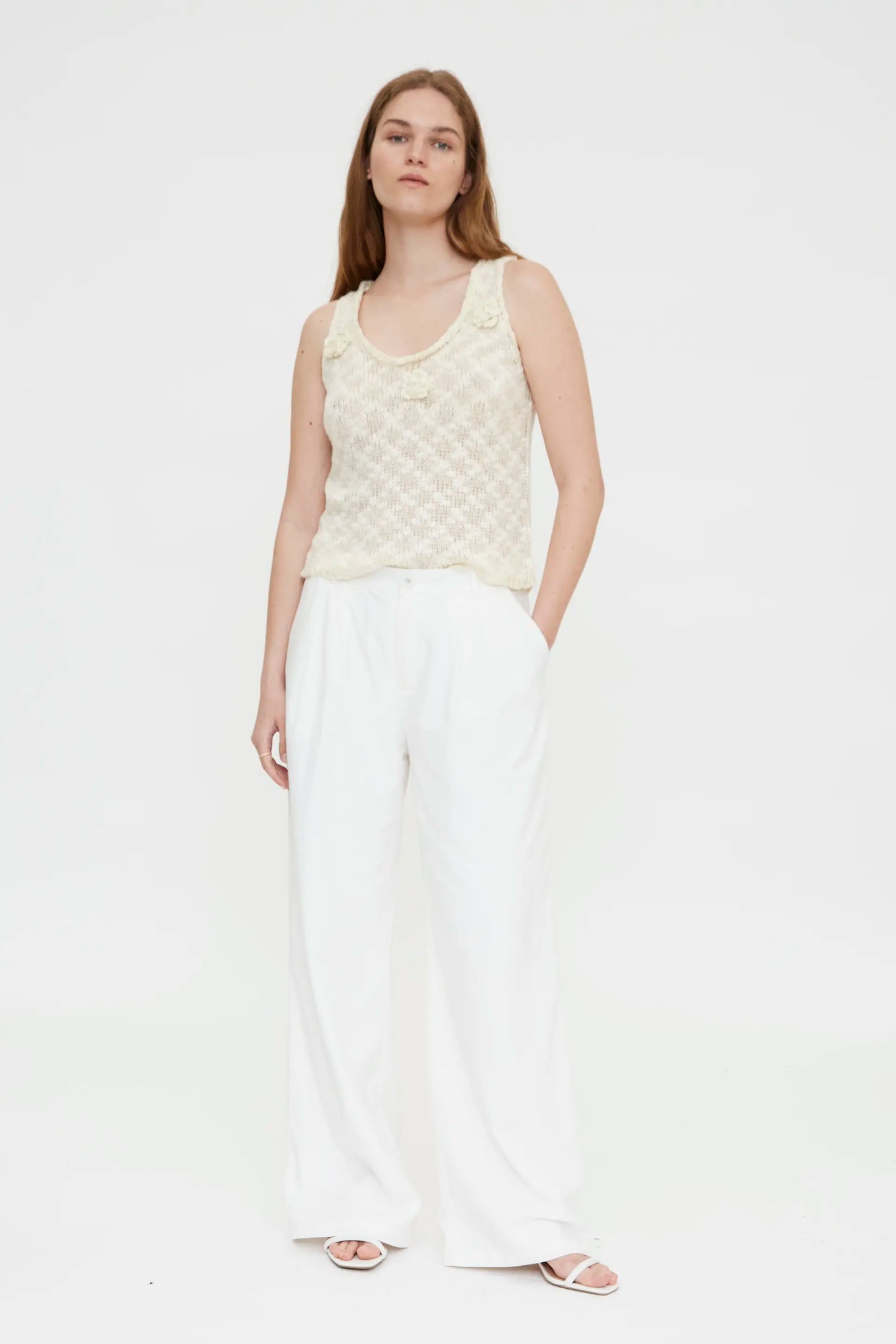 Pantalón wide leg blanco