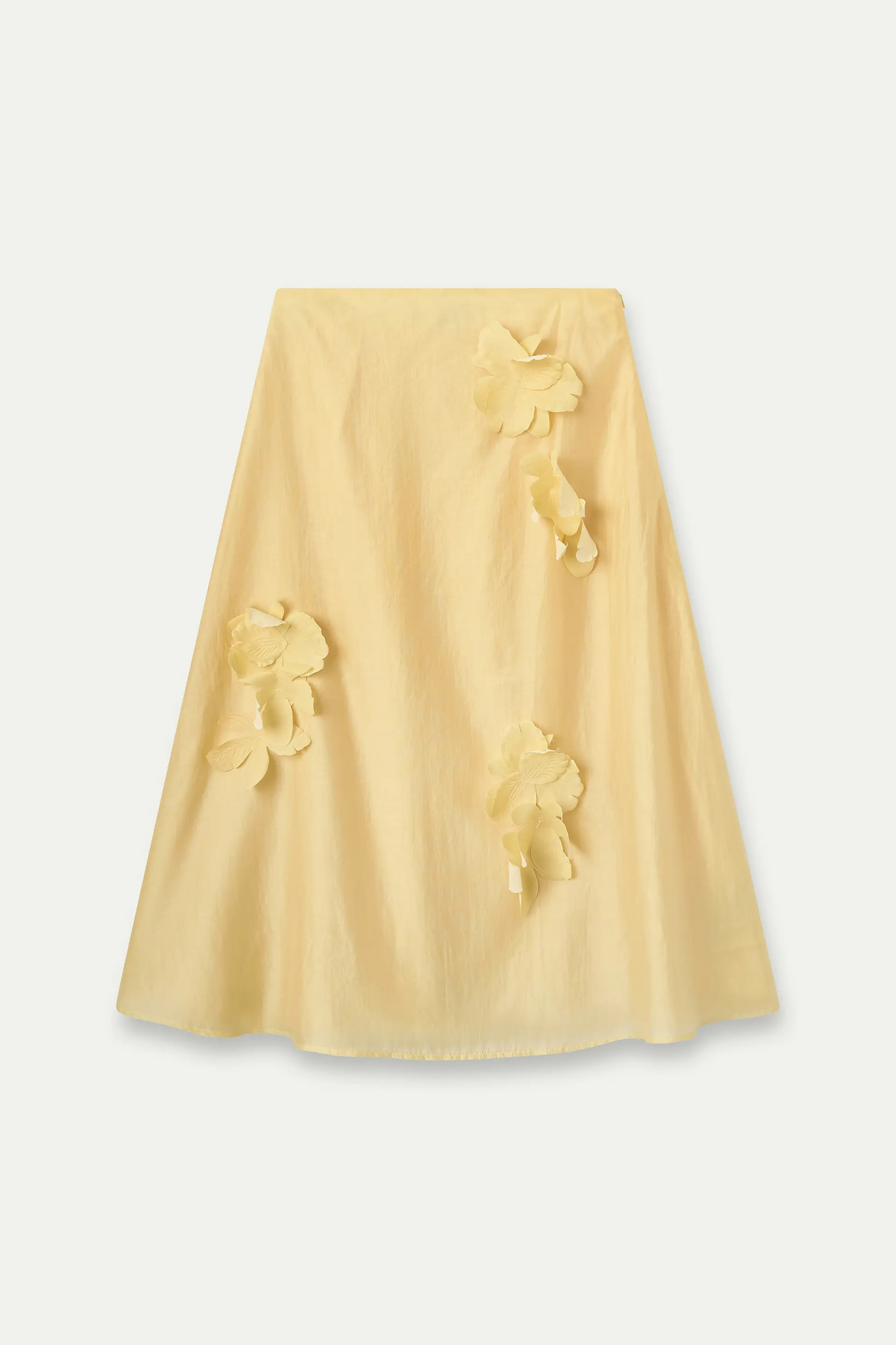Falda midi fluida amarillo ligero
