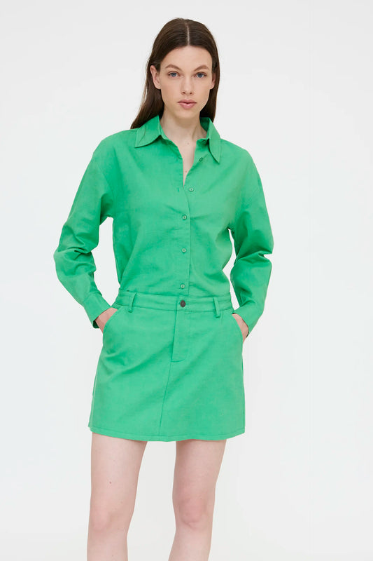 Green linen blend shirt