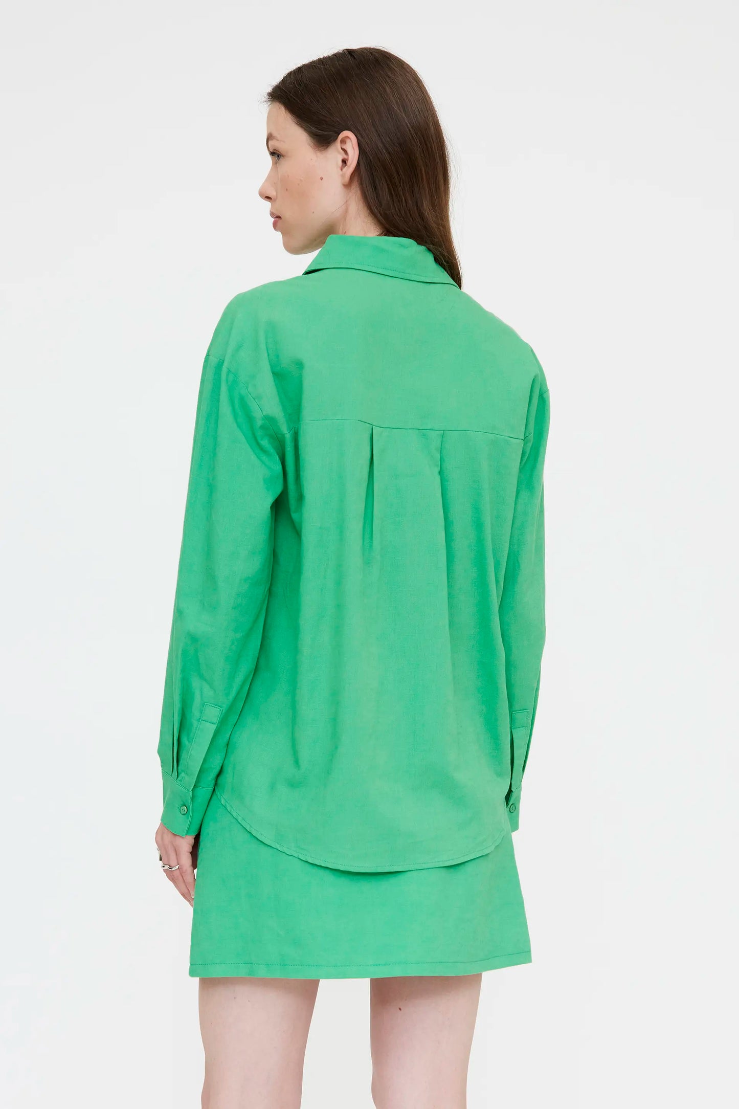 Green linen blend shirt