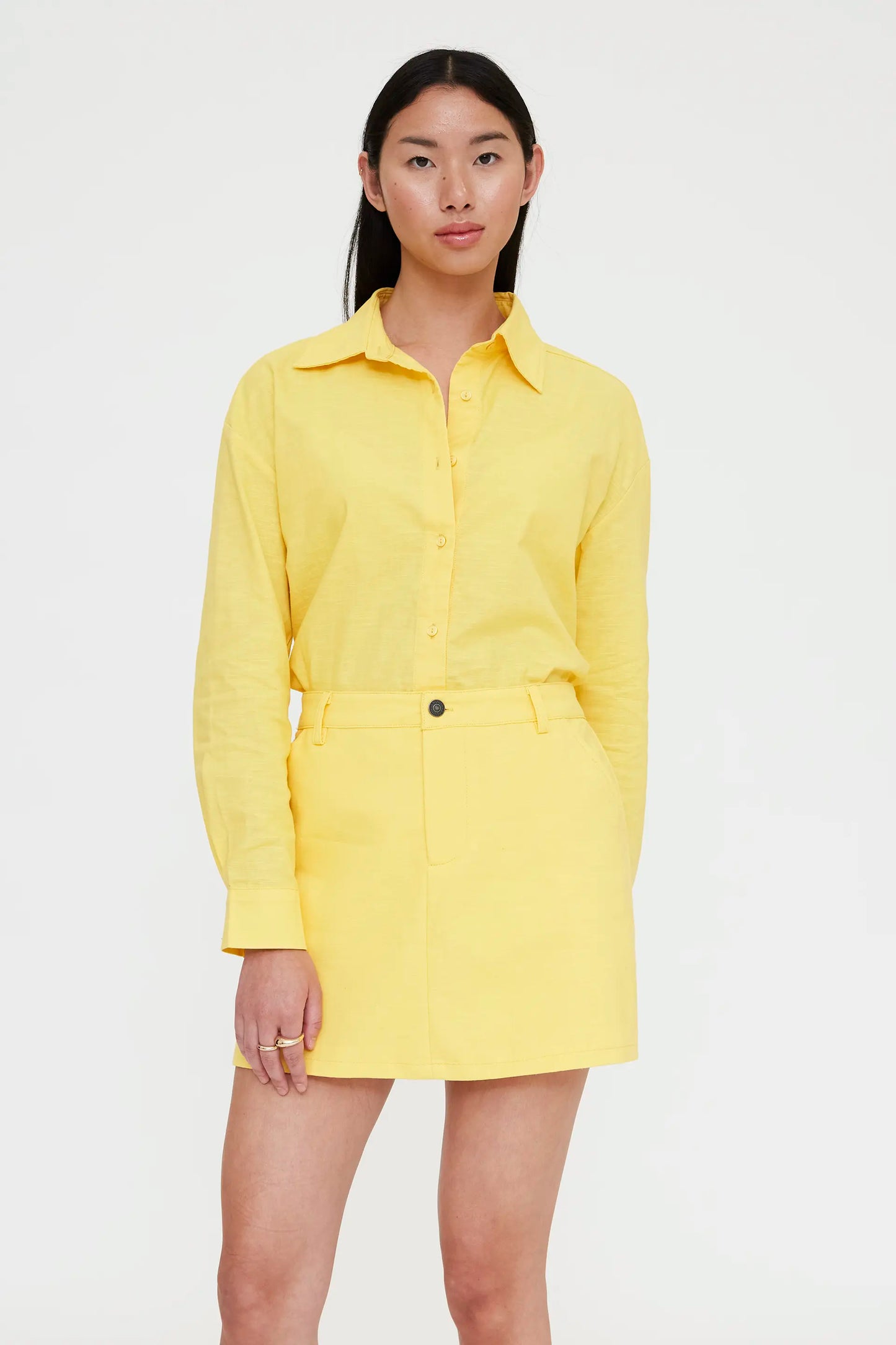 Camisa mezcla lino amarillo