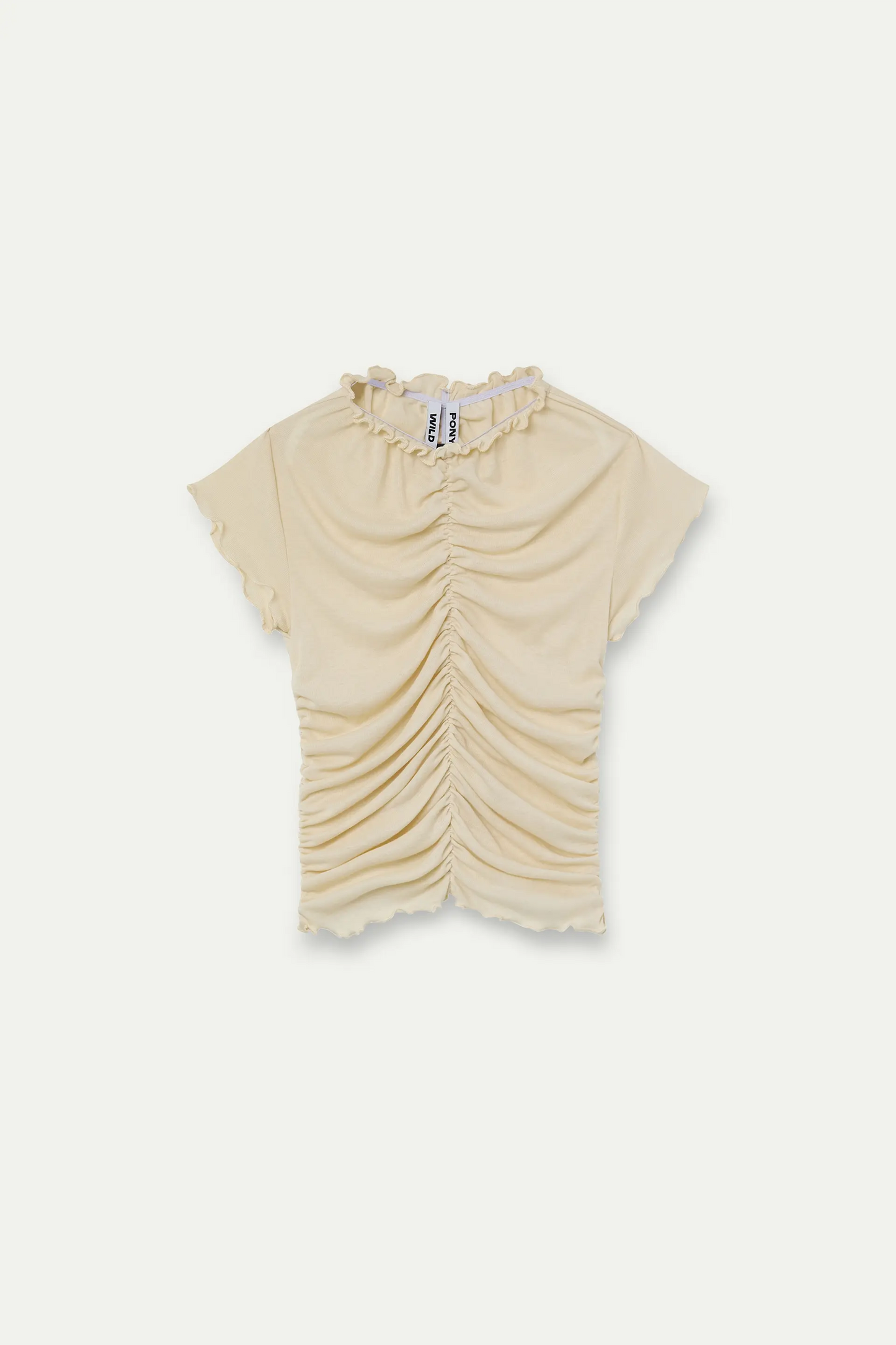 Camiseta fruncida blanco roto