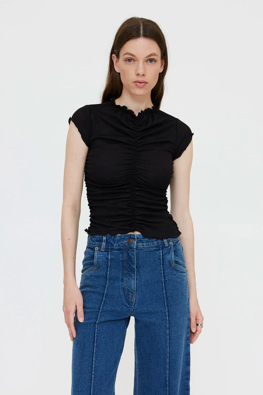 black ruched t-shirt