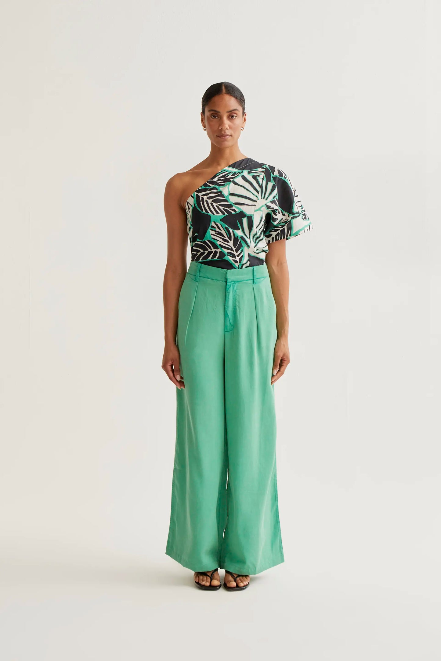 Green flowy trousers