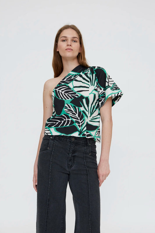 Asymmetrical top with iguana print