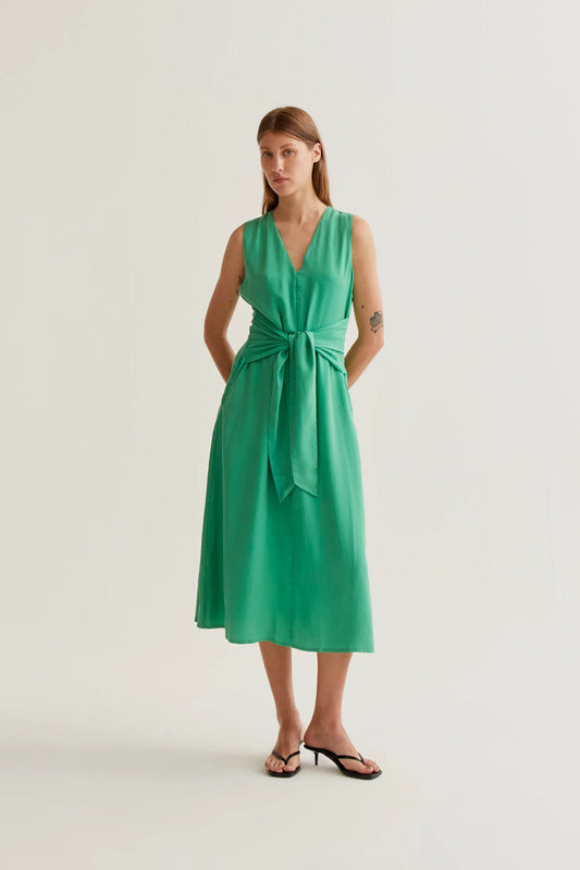 flowy green midi dress