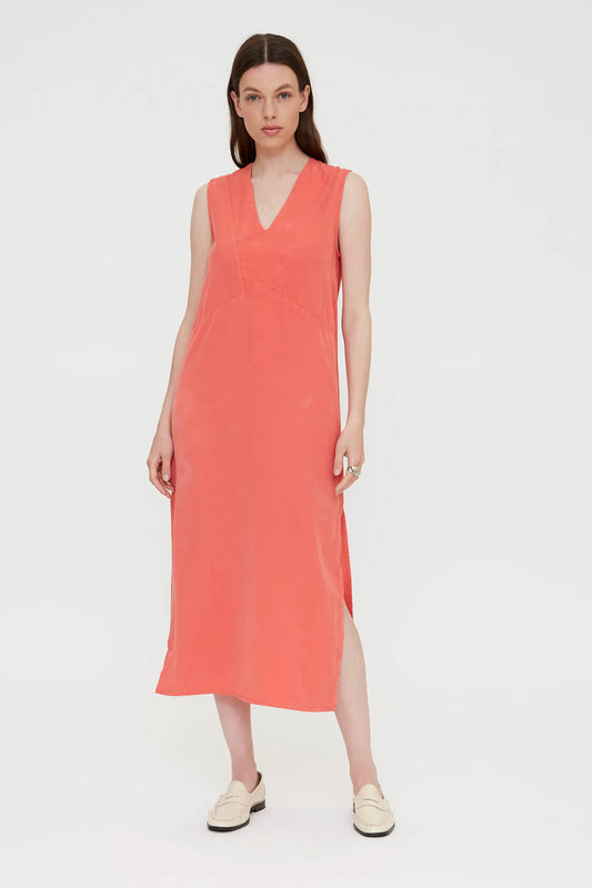 Coral flowy maxi dress