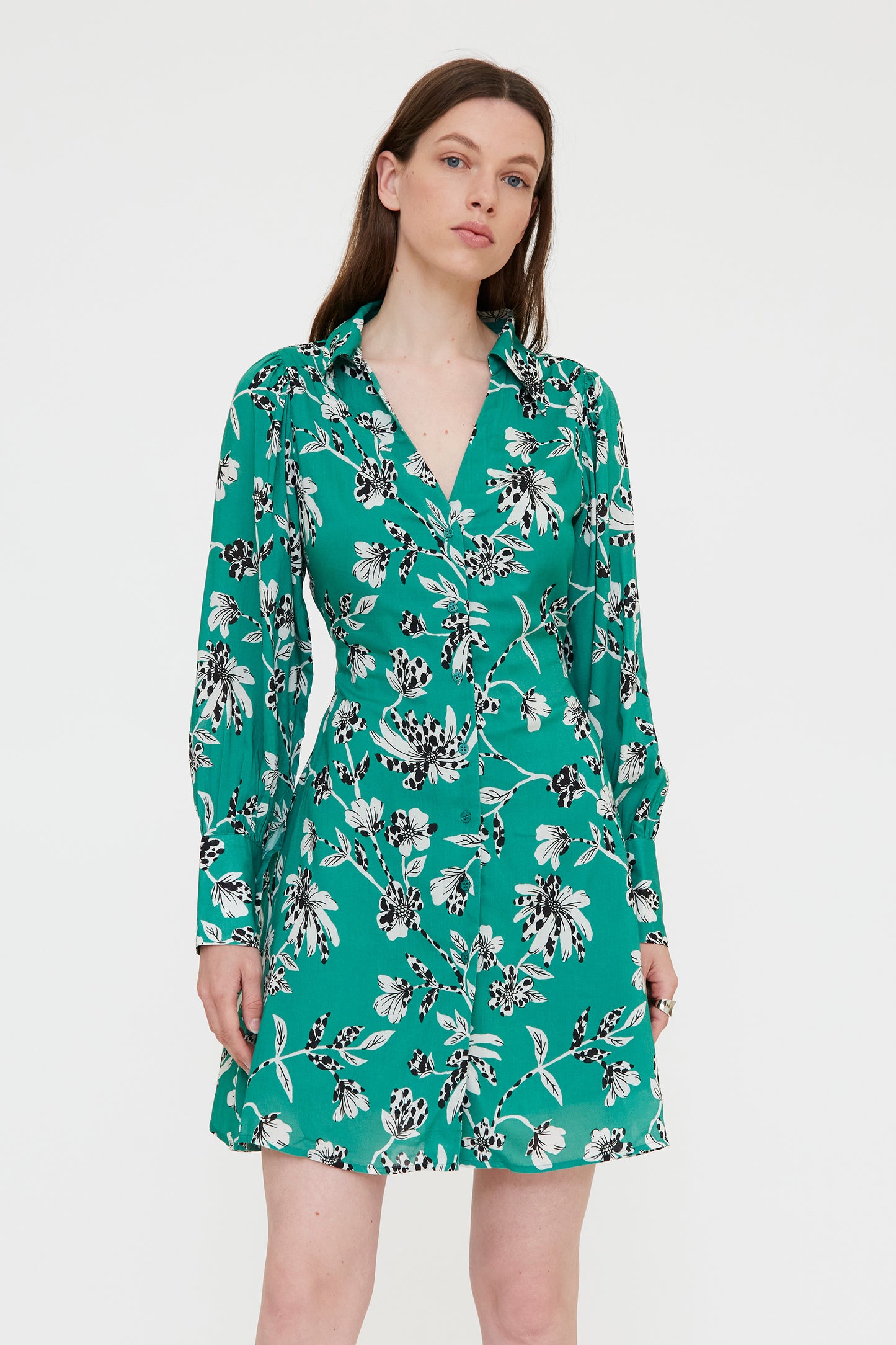 Vestido corto con estampado Gerbera