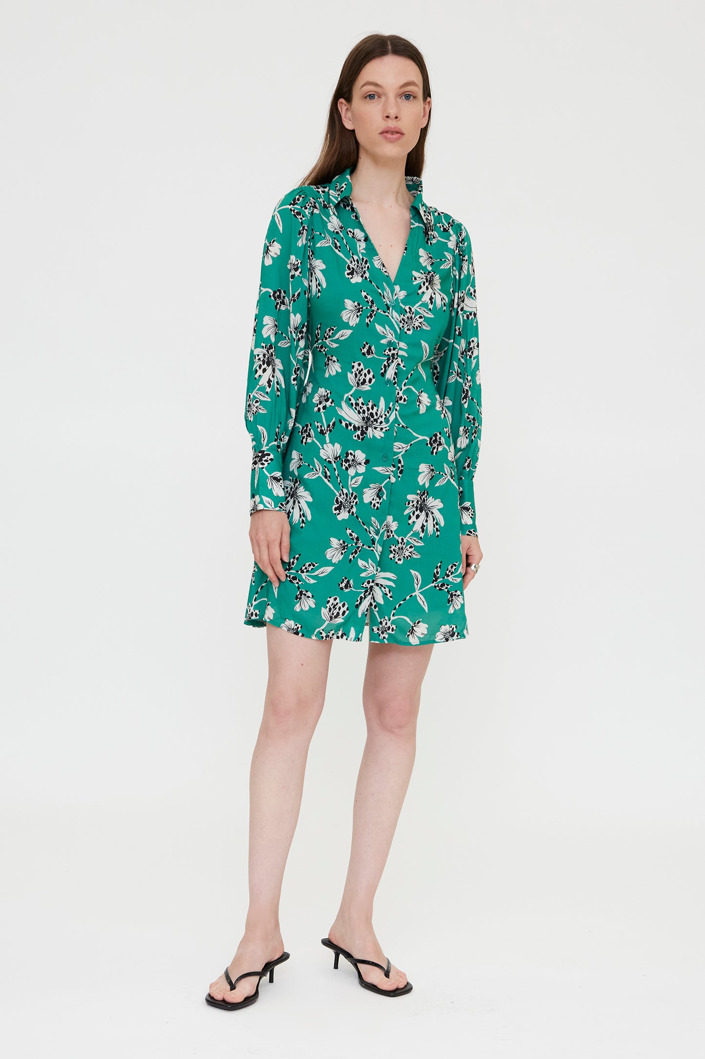 Vestido corto con estampado Gerbera