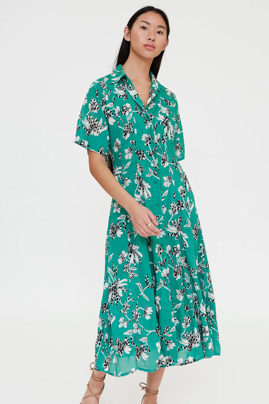 Gerbera print midi dress
