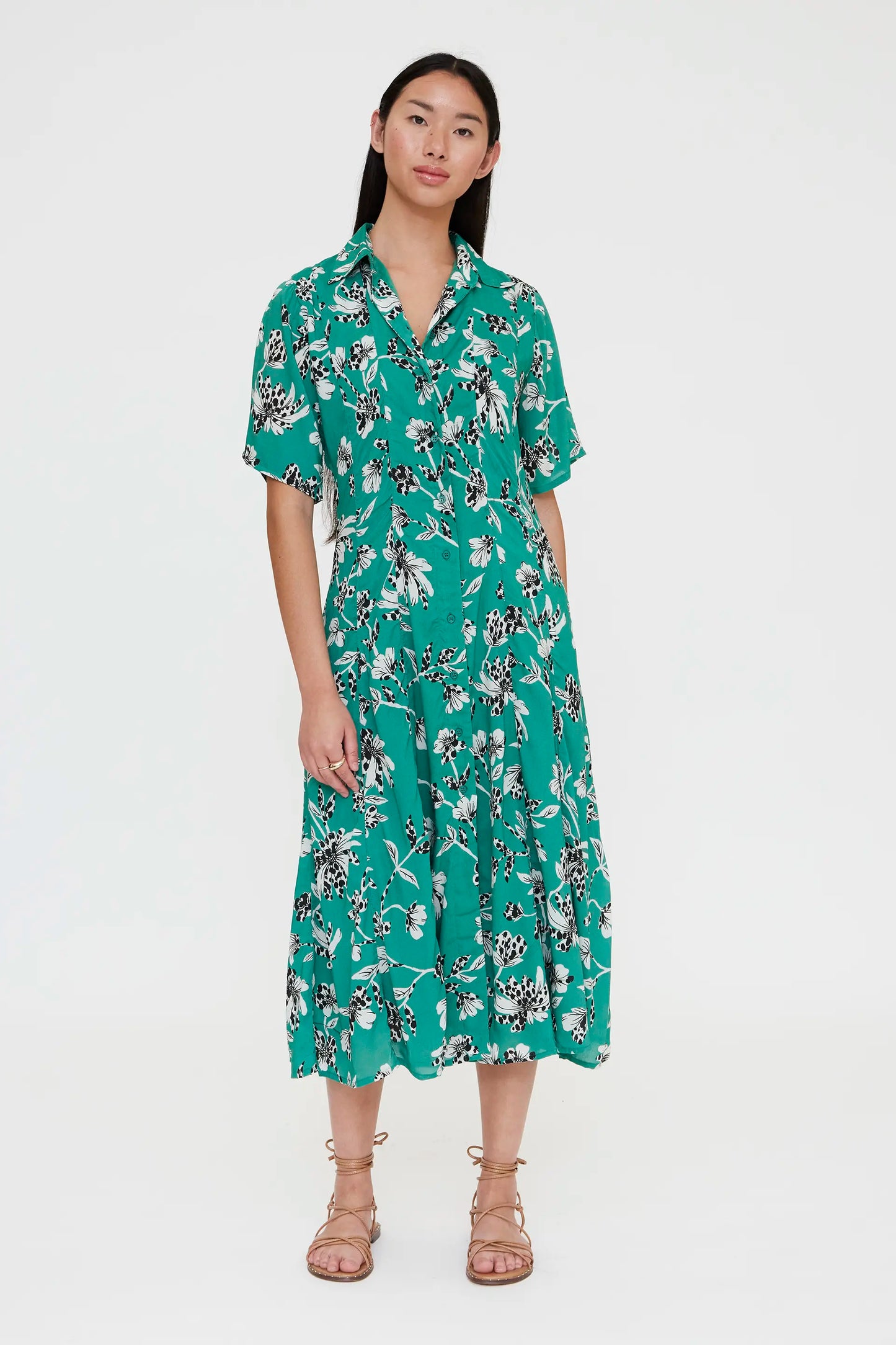 Vestido midi con estampado Gerbera