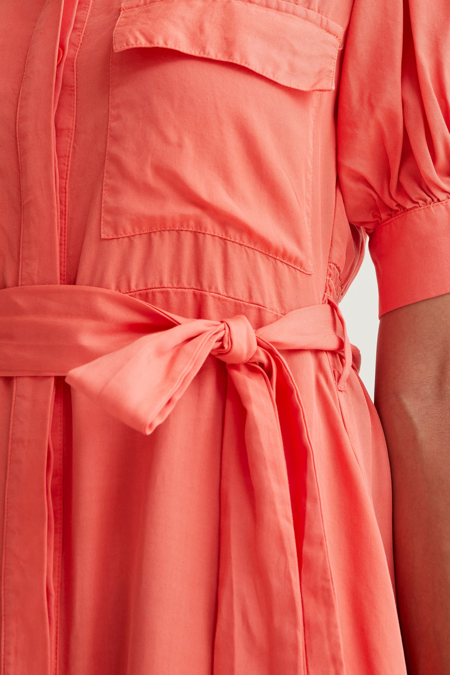 Coral midi shirt dress