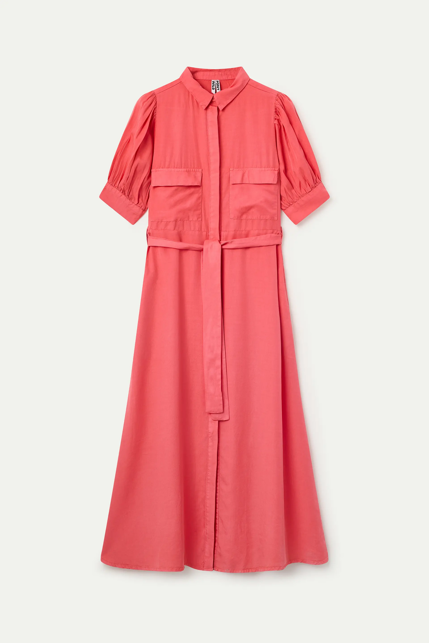 Coral midi shirt dress